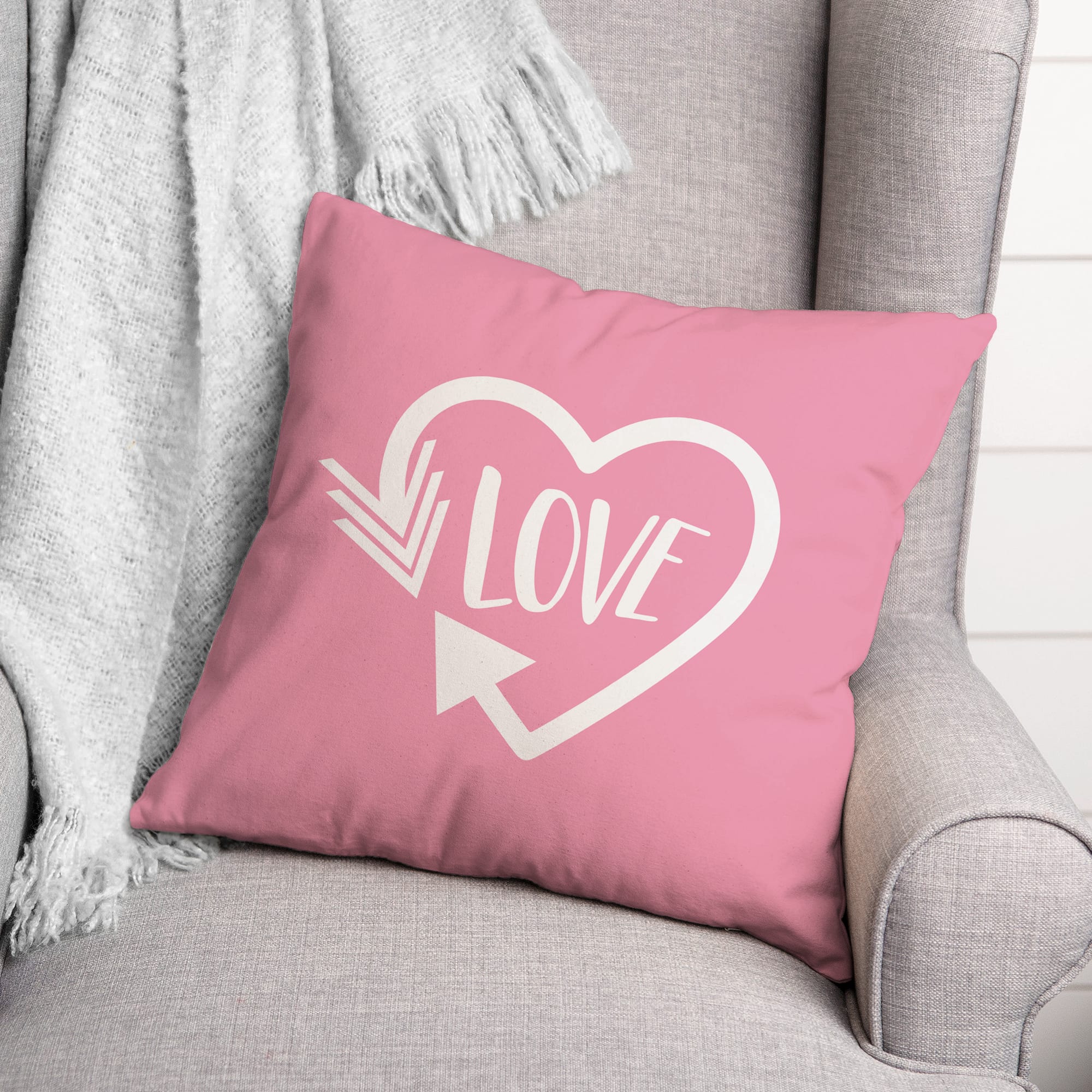 Love Heart Arrow Throw Pillow