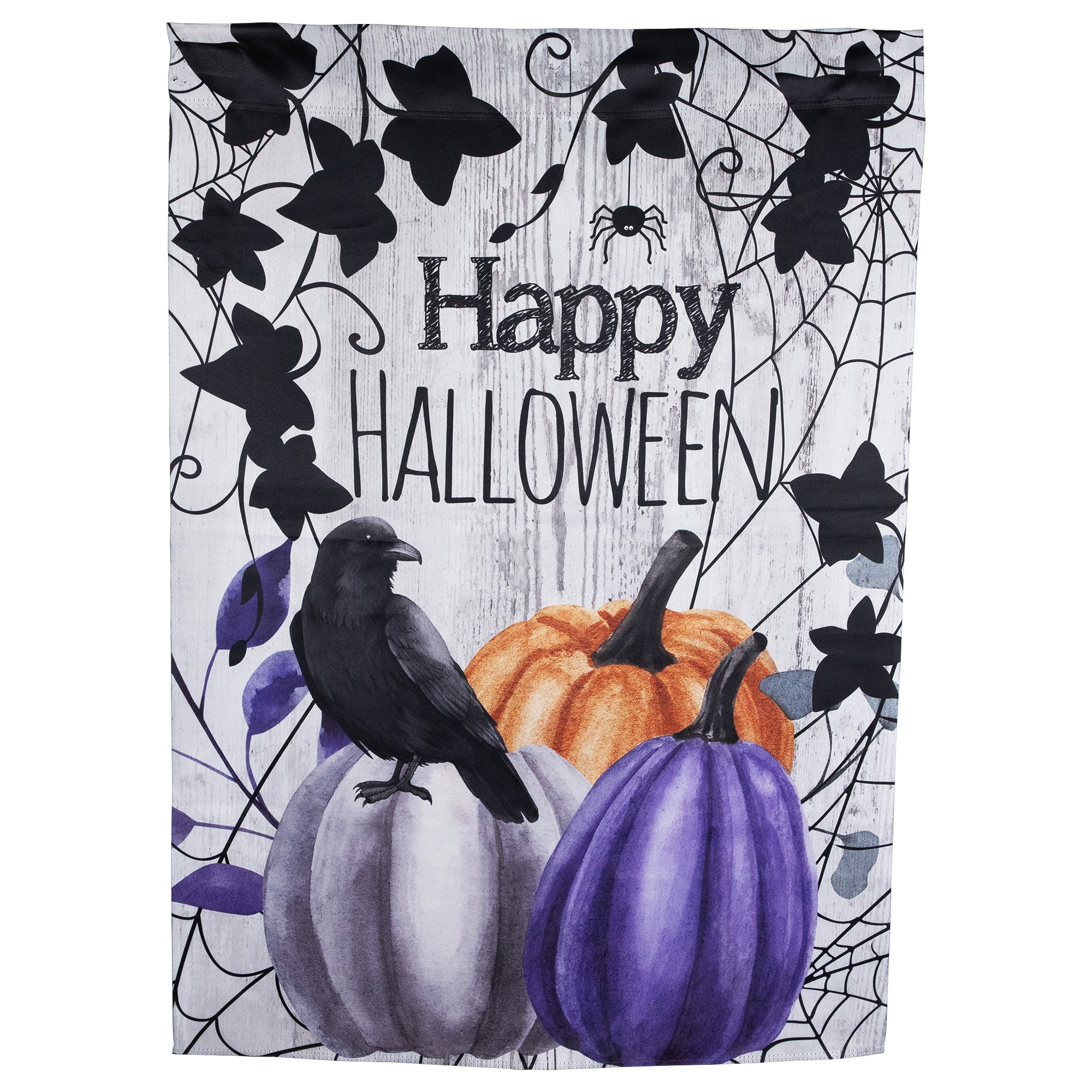 40&#x22; x 28&#x22; Pumpkins &#x26; Crow Happy Halloween Outdoor House Flag