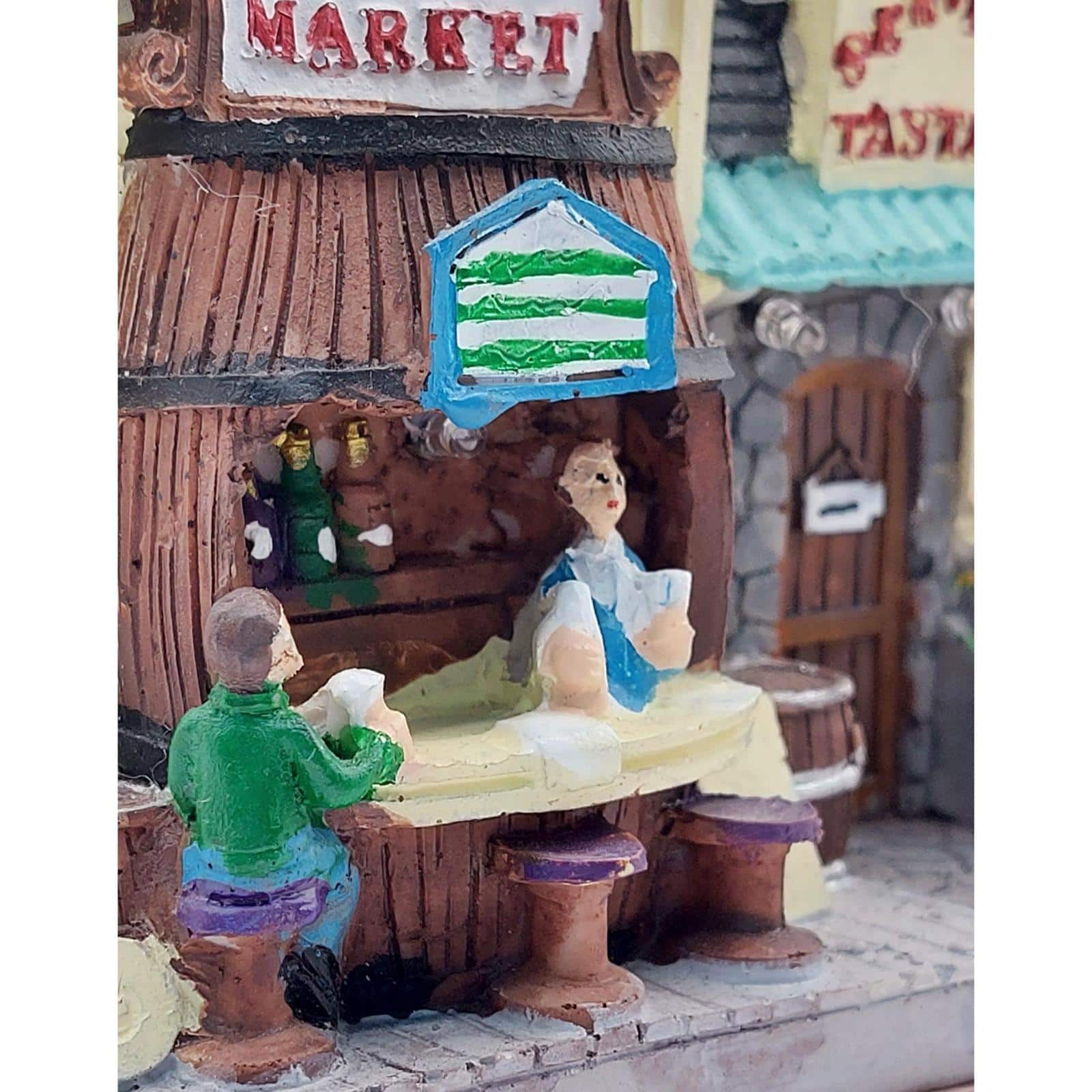 Wizardi 3" Christmas Village Wine Market Tabletop Decoration