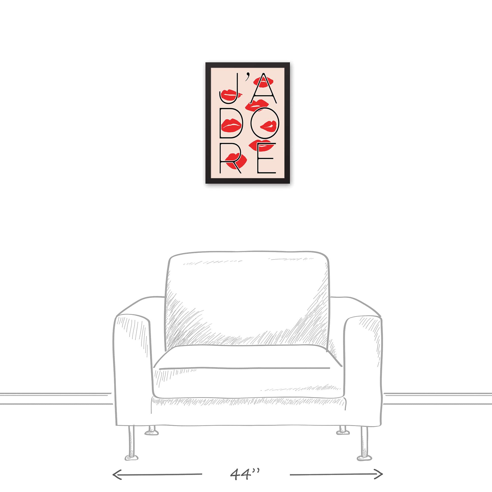 J&#x27;adore Lips Canvas Wall Art in Black Frame