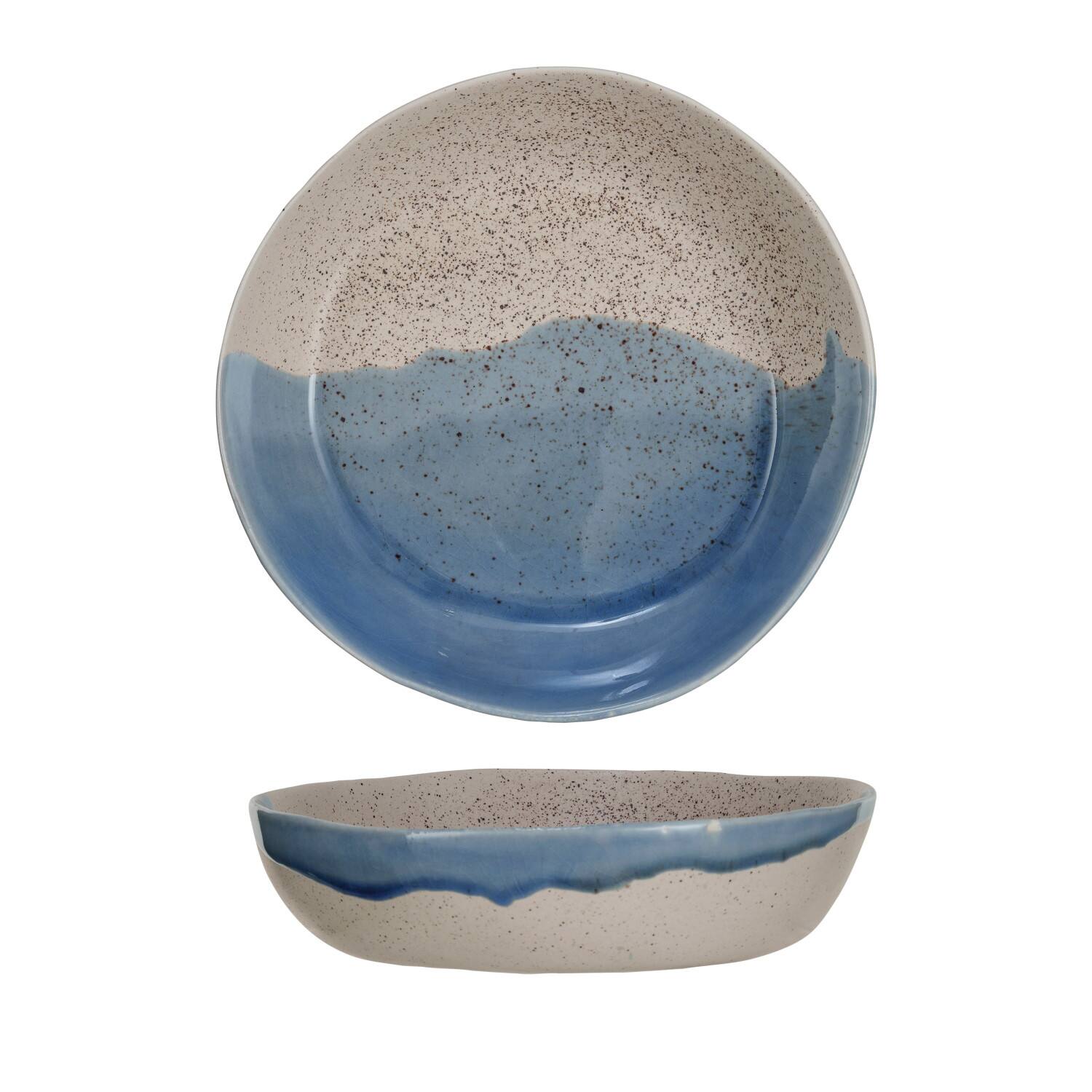 Hello Honey® 8.25" Blue & Cream Crackle Glaze Stoneware Serving Bowl