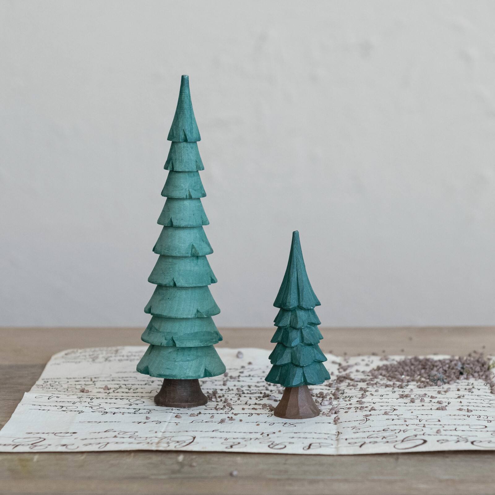 Hello Honey&#xAE; 6.75&#x22; Green &#x26; Brown Carved Wood Tree D&#xE9;cor