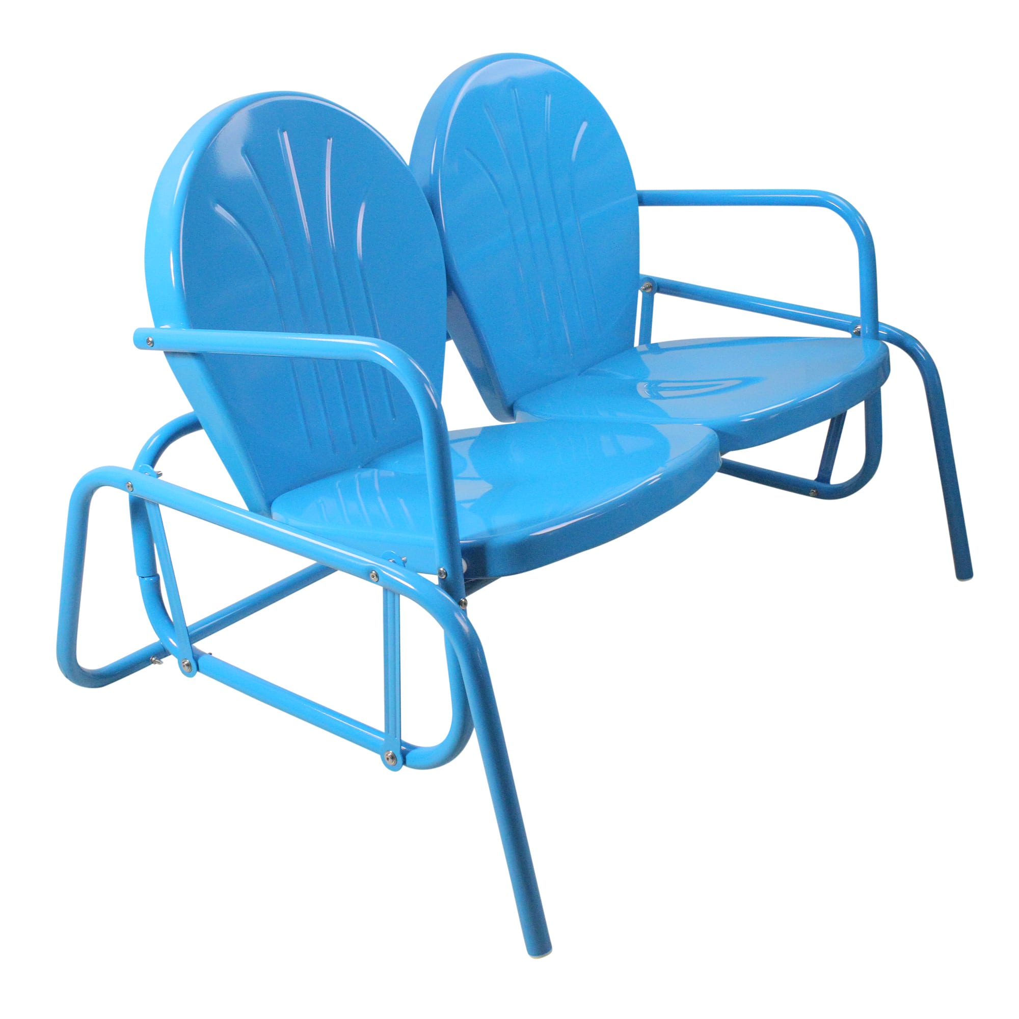2-Person Outdoor Retro Metal Tulip Double Glider Patio Chair