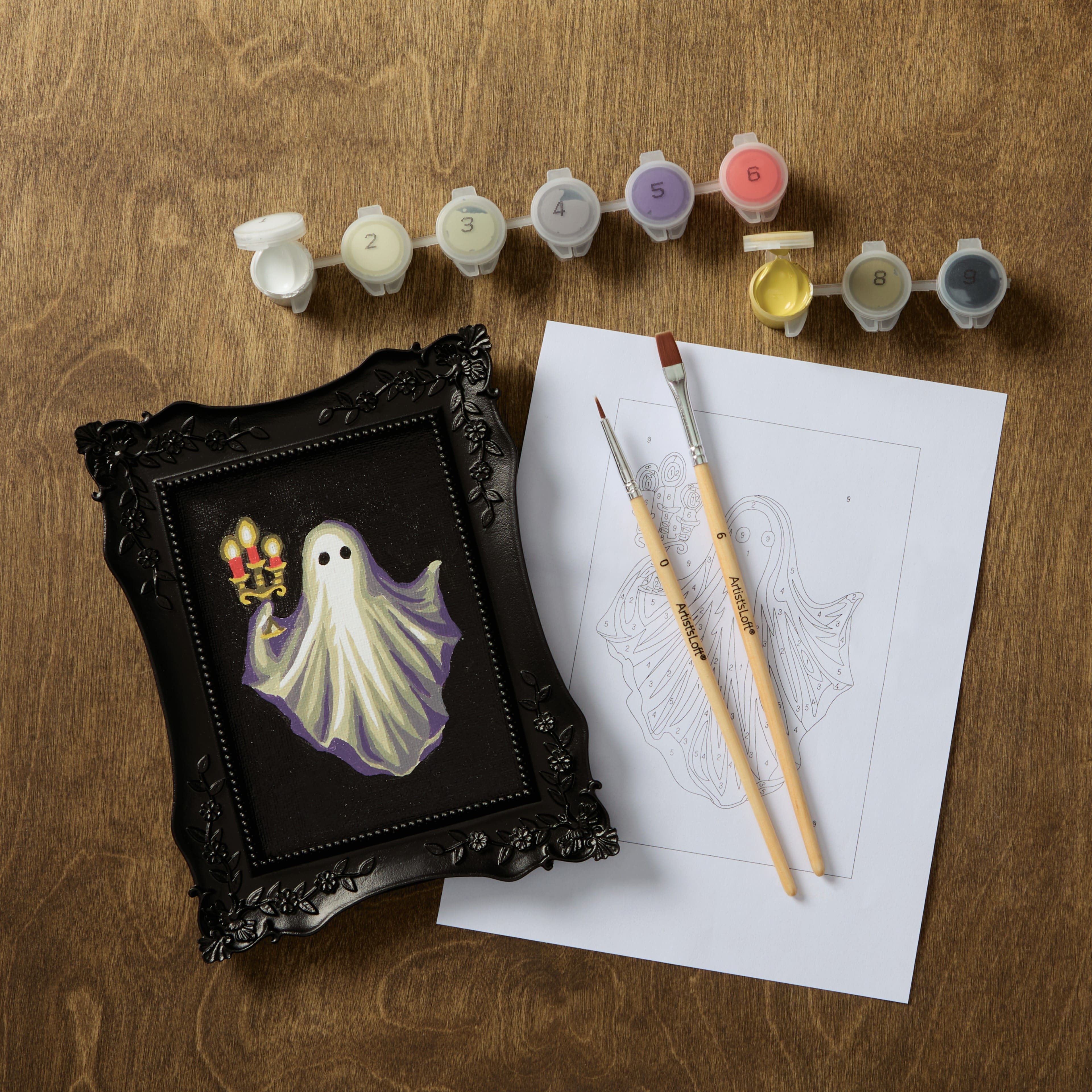 Mini Ghost with Candle Framed Paint-by-Number Kit by Artist's Loft®