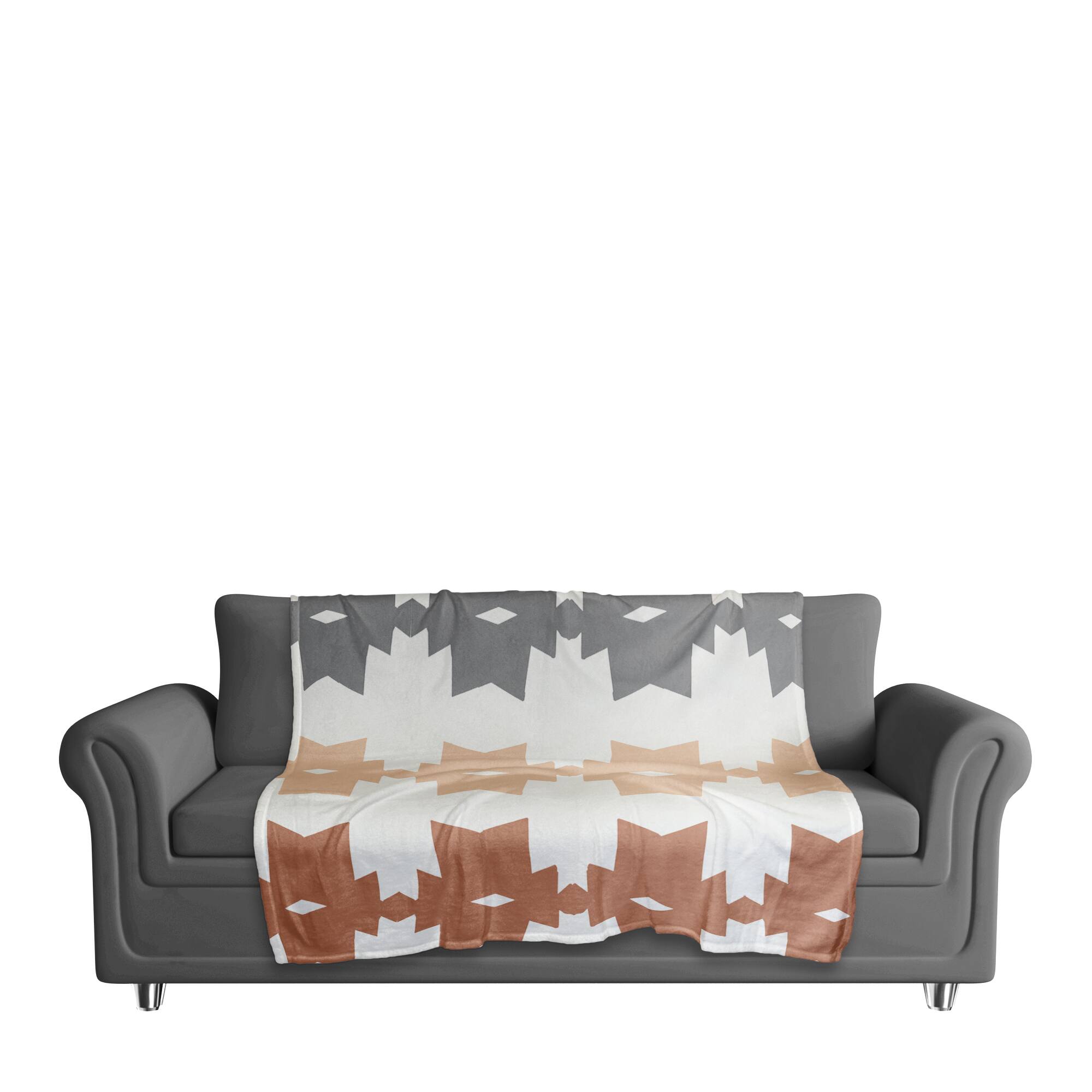 Southwest Style Rows 50" x 60" Coral Fleece Blanket