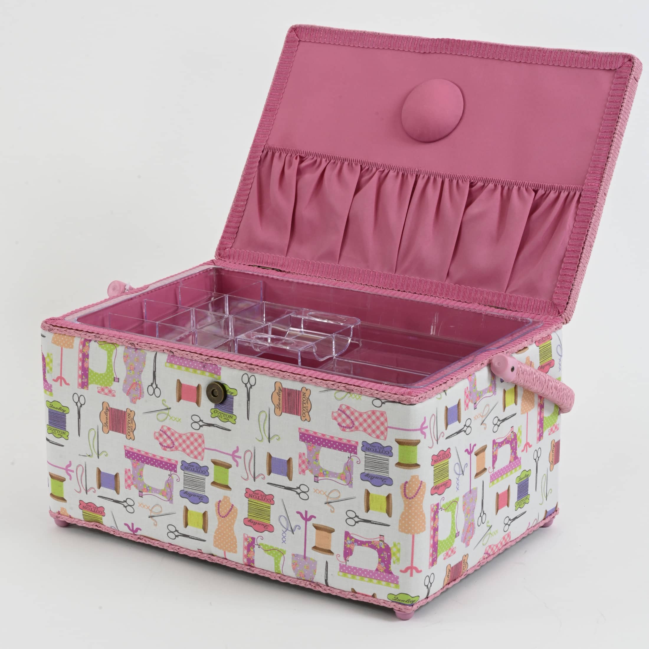 Dritz® Pink Sewing Notions Extra Large Sewing Basket with Removable Tray