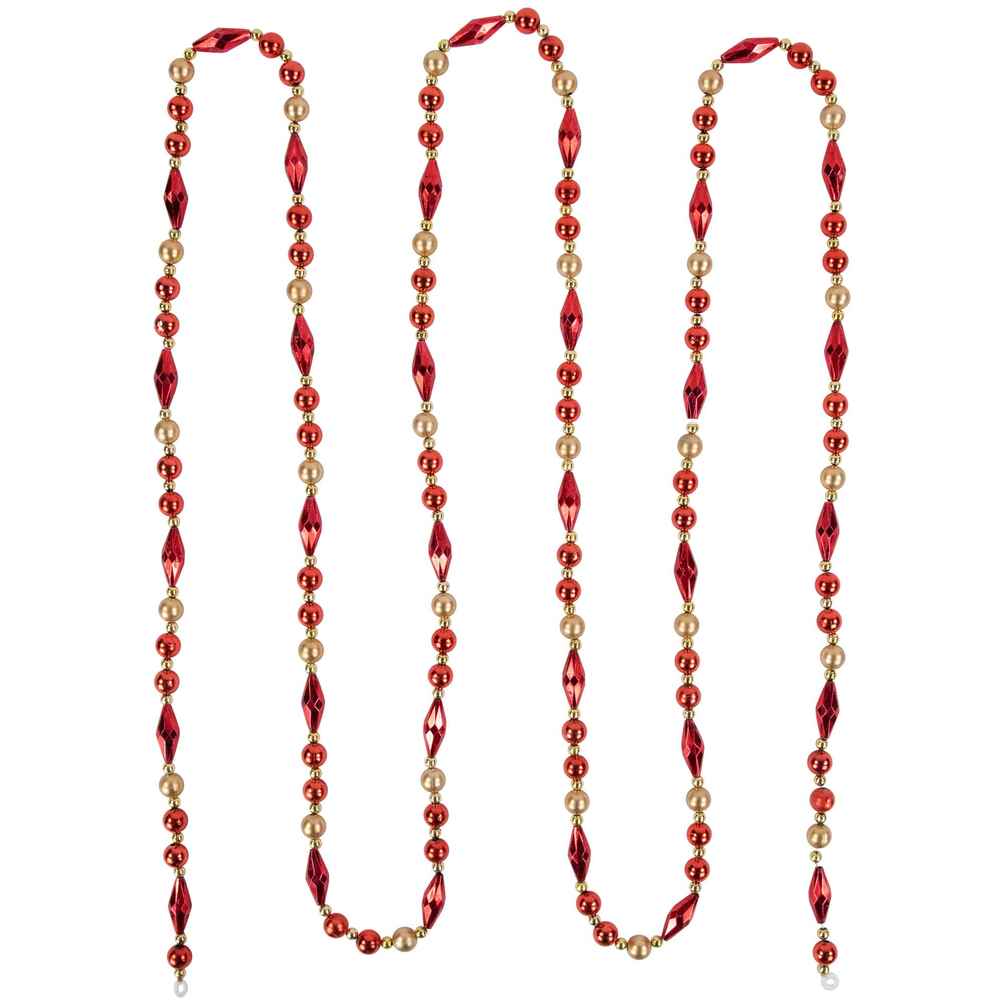 9ft. Red & Gold Unlit Shiny & Matte Beaded Christmas Garland