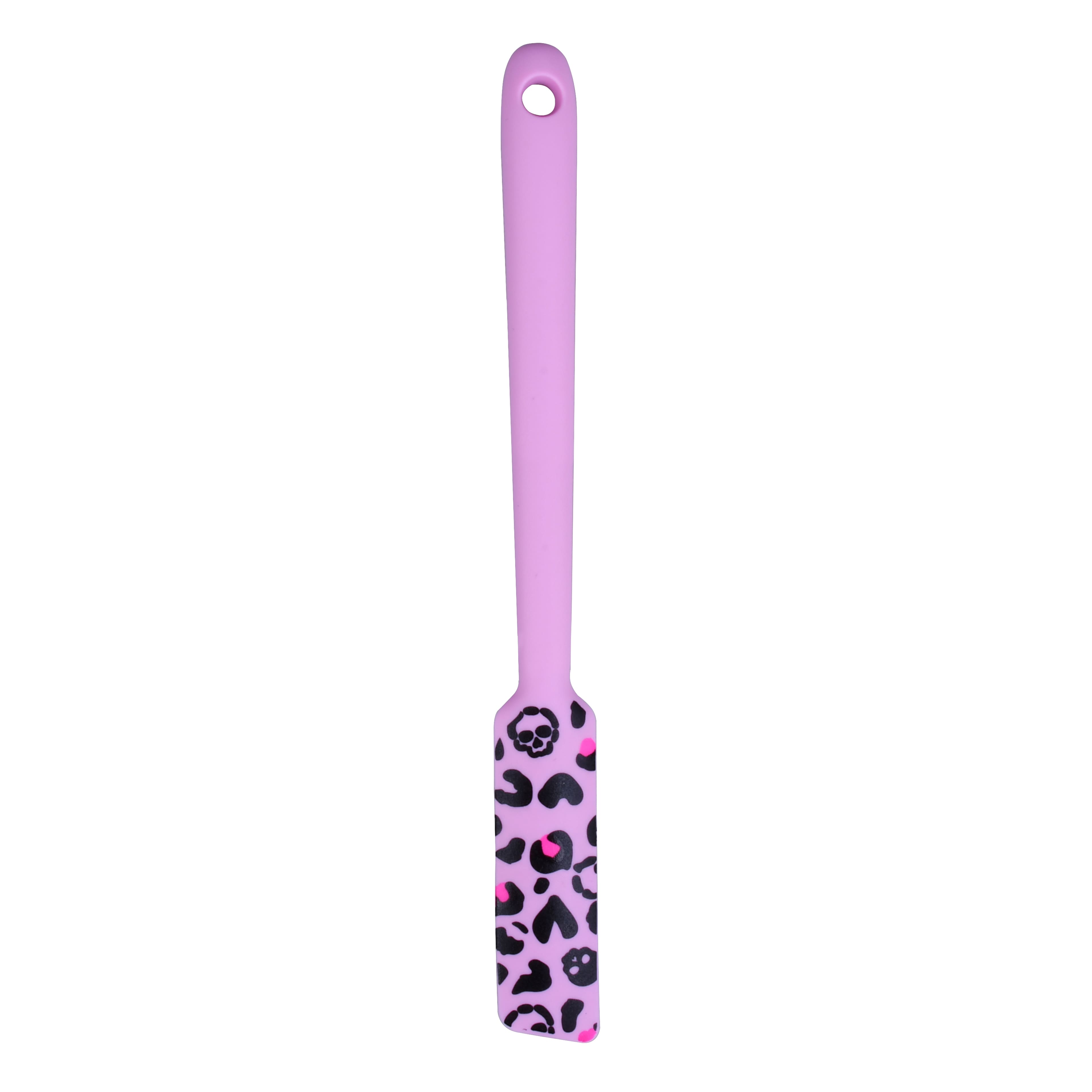 Mini Pink Skull Leopard Print Silicone Jar Spatula by Makery&#x2122;