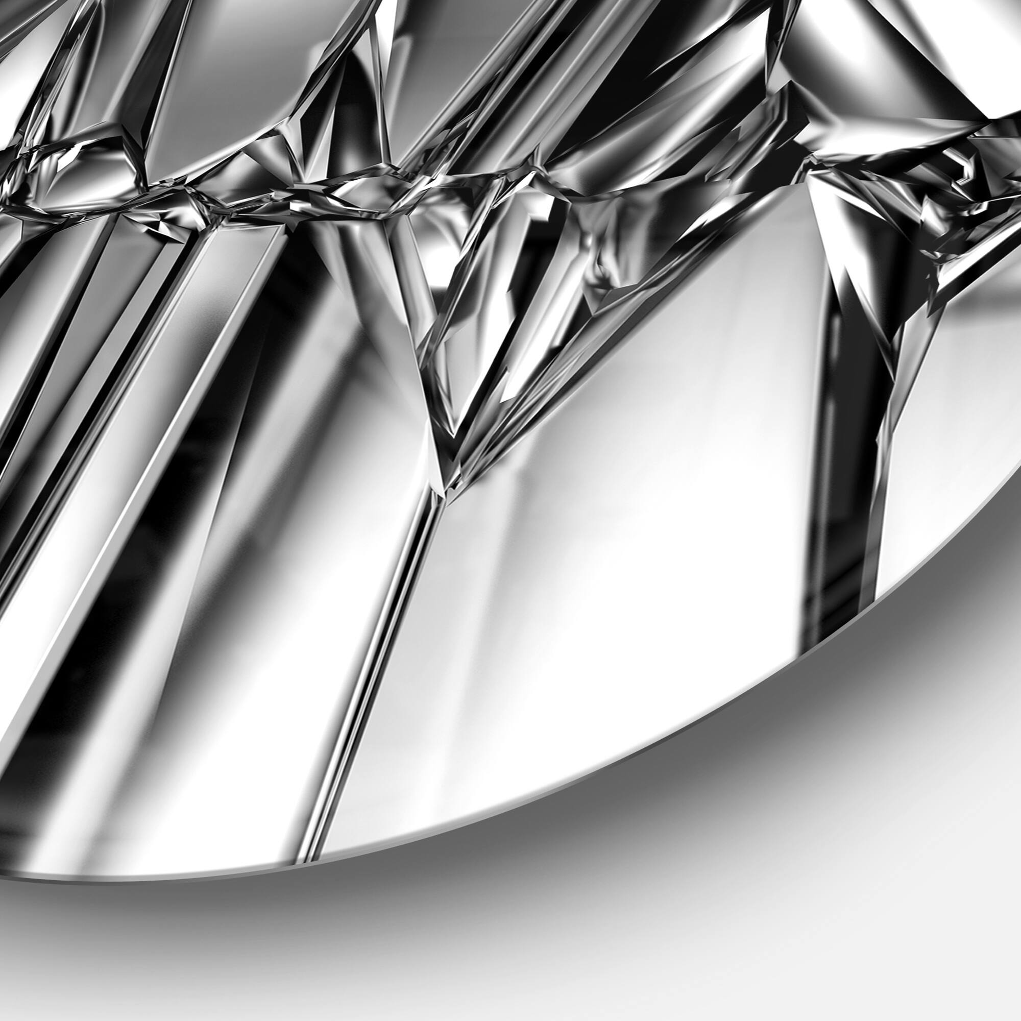 Designart - Black White Crystal Background' Abstract Round Circle Metal Wall Art