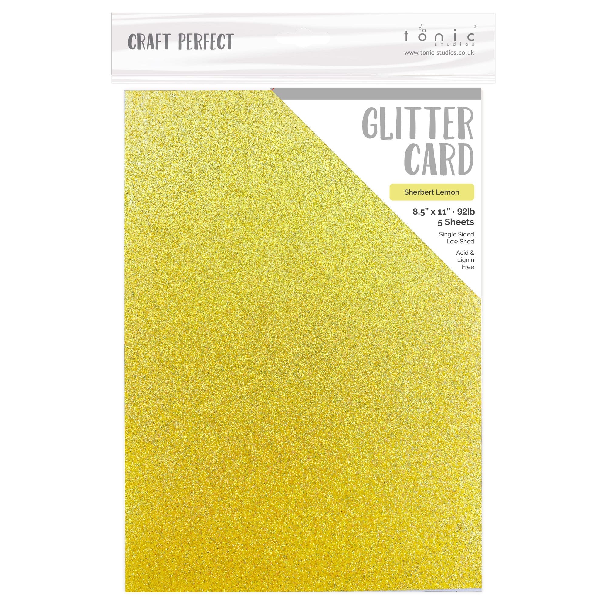 Craft Perfect Sherbert Lemon Glitter Cardstock, 8.5&#x22; x 11&#x22;