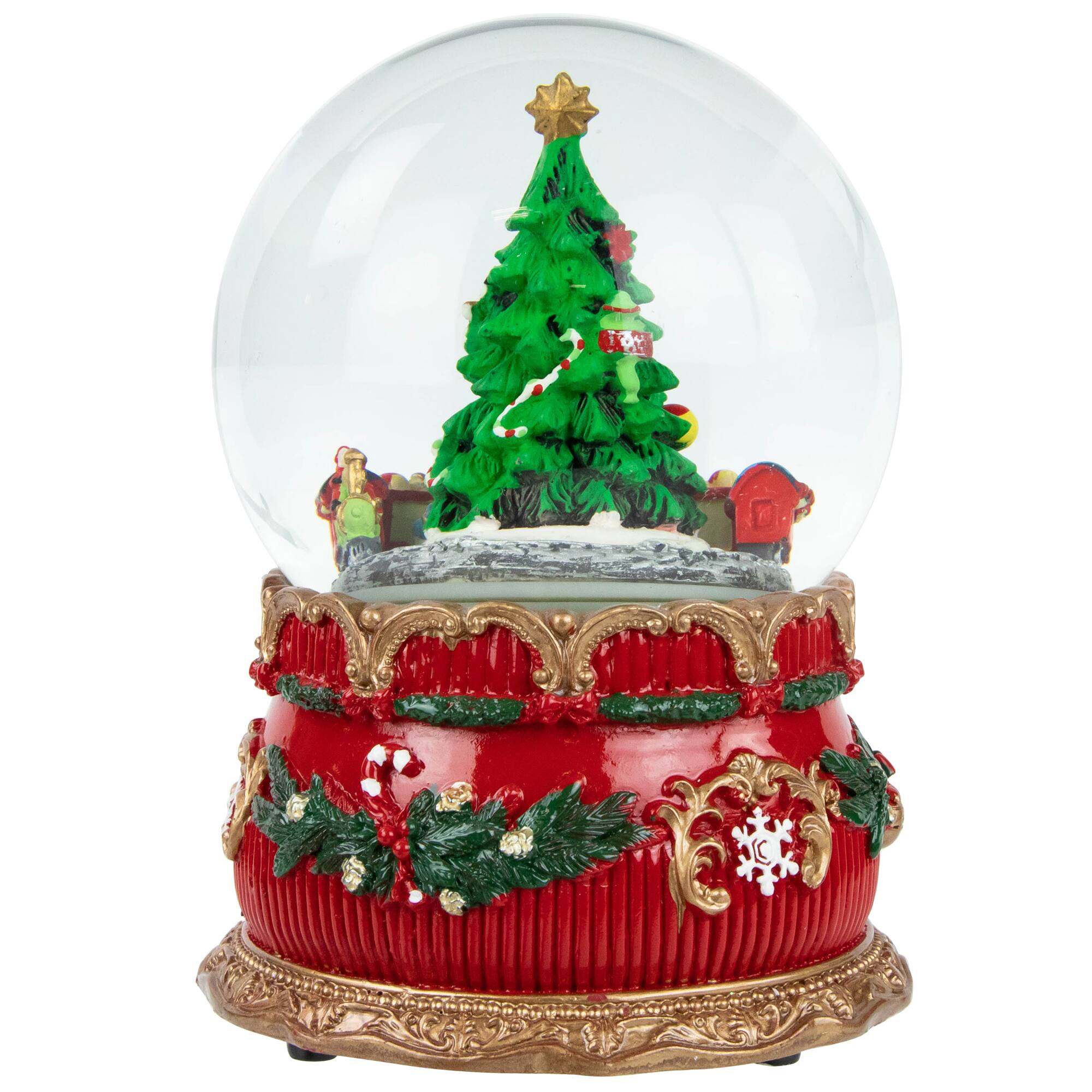 6&#x22; Musical Christmas Tree &#x26; Train Animated Water Globe