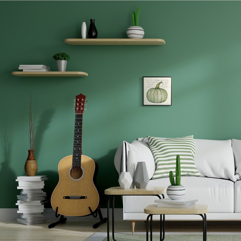 Stupell Industries Leaves Fall Green Pumpkin Framed Giclee Art