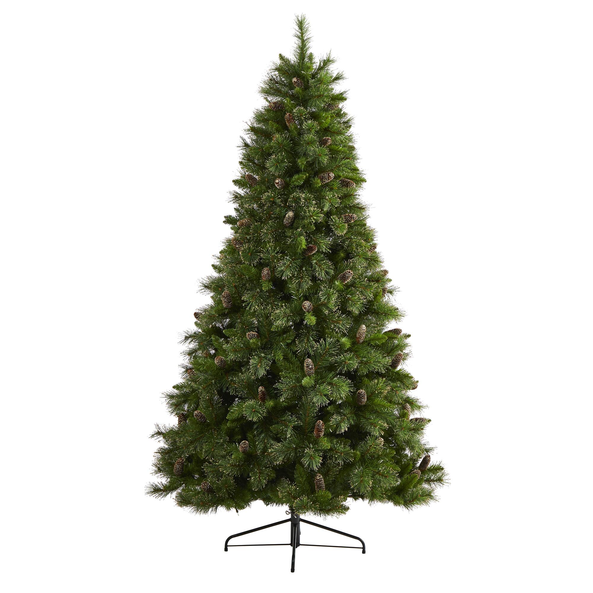 7.5ft. Pre-Lit Golden Tip Washington Pine &#x26; Pinecones Artificial Christmas Tree with Clear Lights