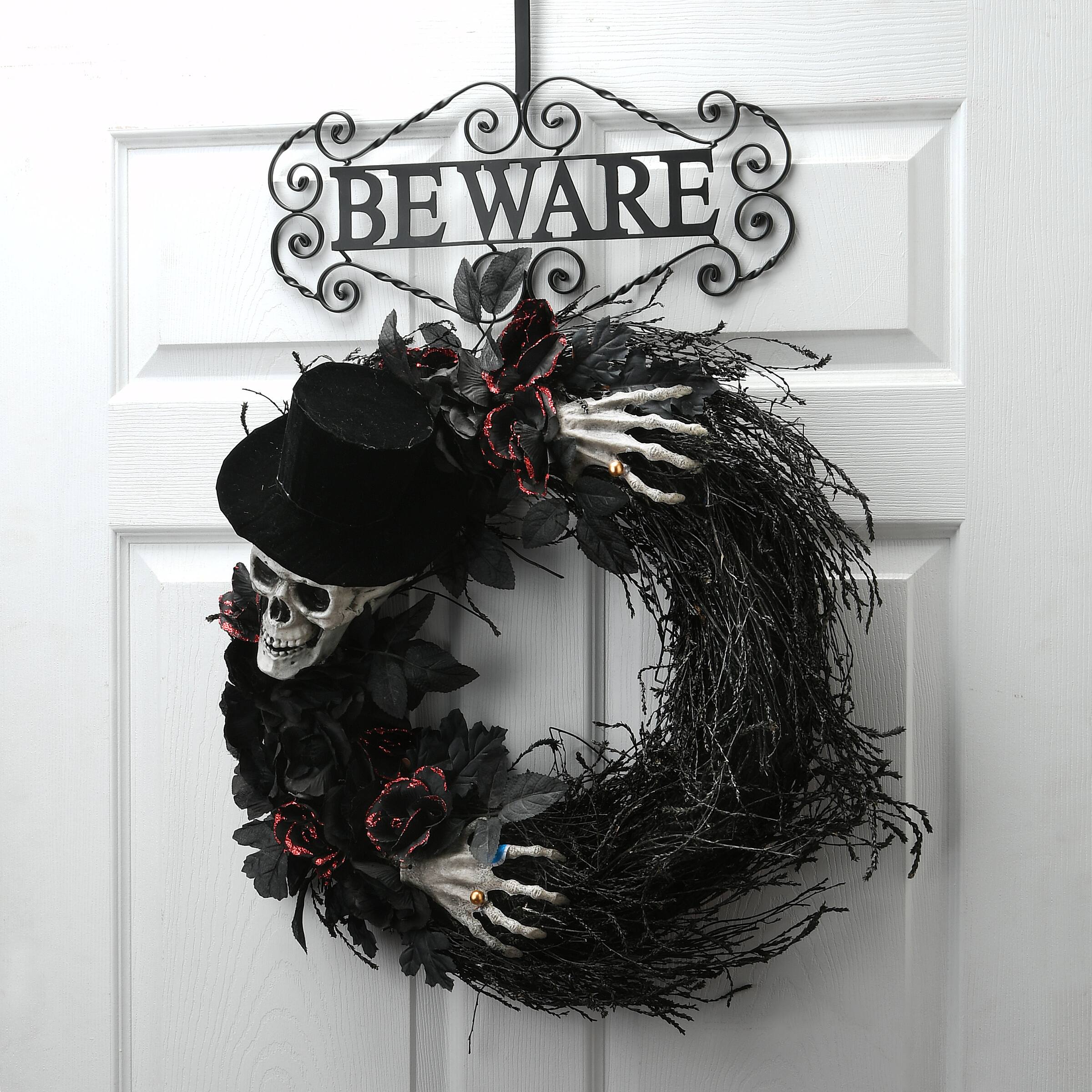 16" Halloween Beware Wreath Hanger