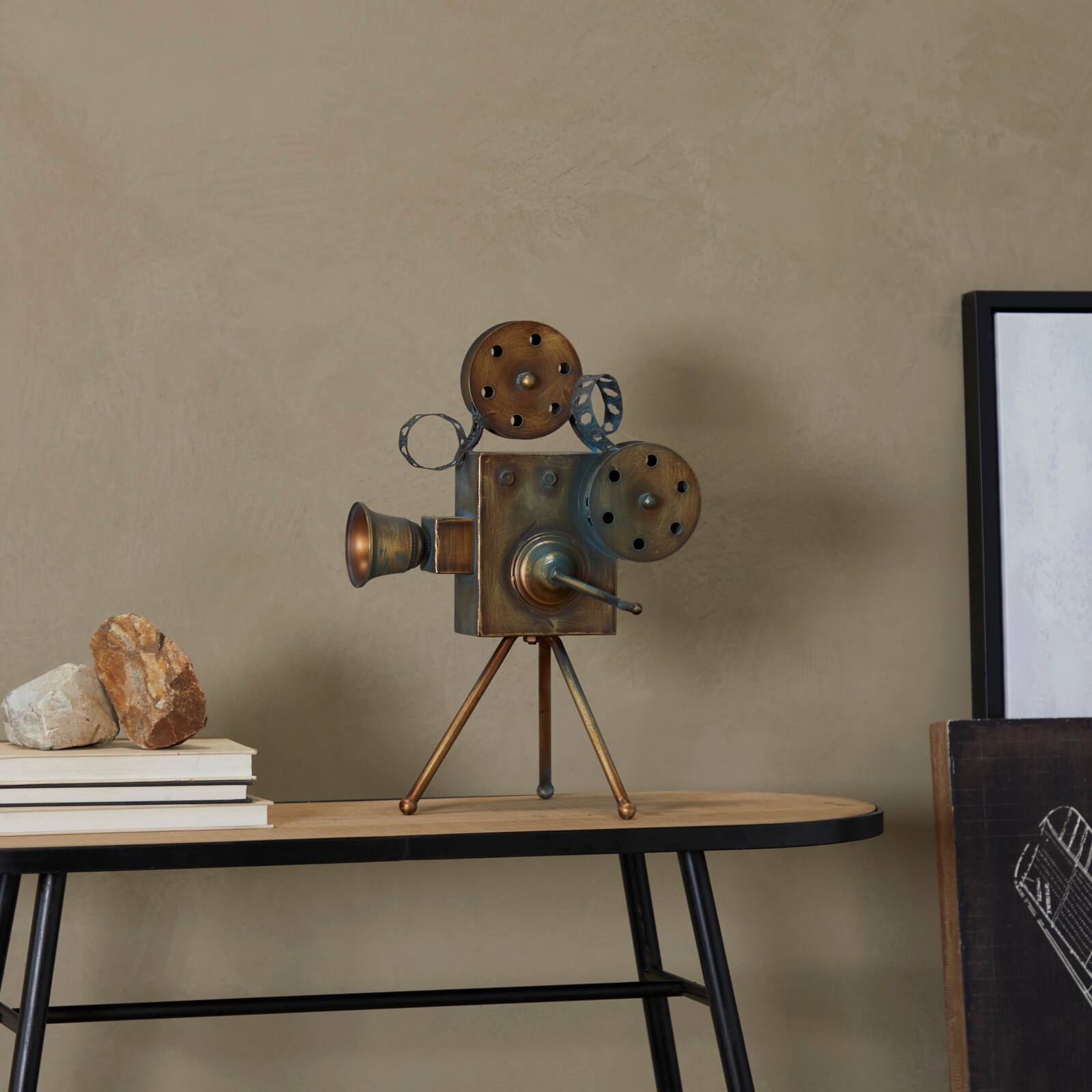 The Novogratz 16&#x22; Brown Metal Decorative Camera Film Sculpture