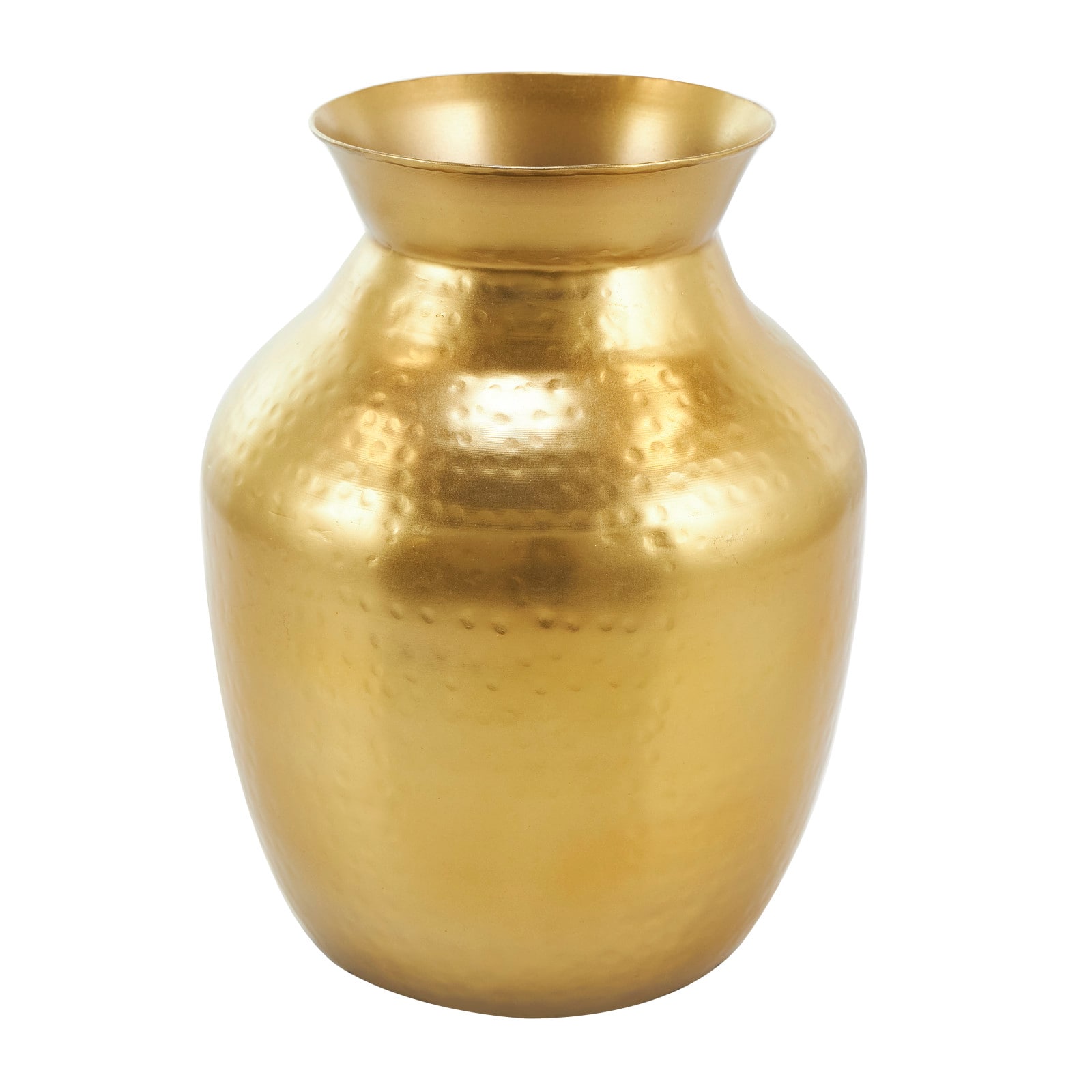 12&#x22; Gold Metal Hammered Spotted Vase