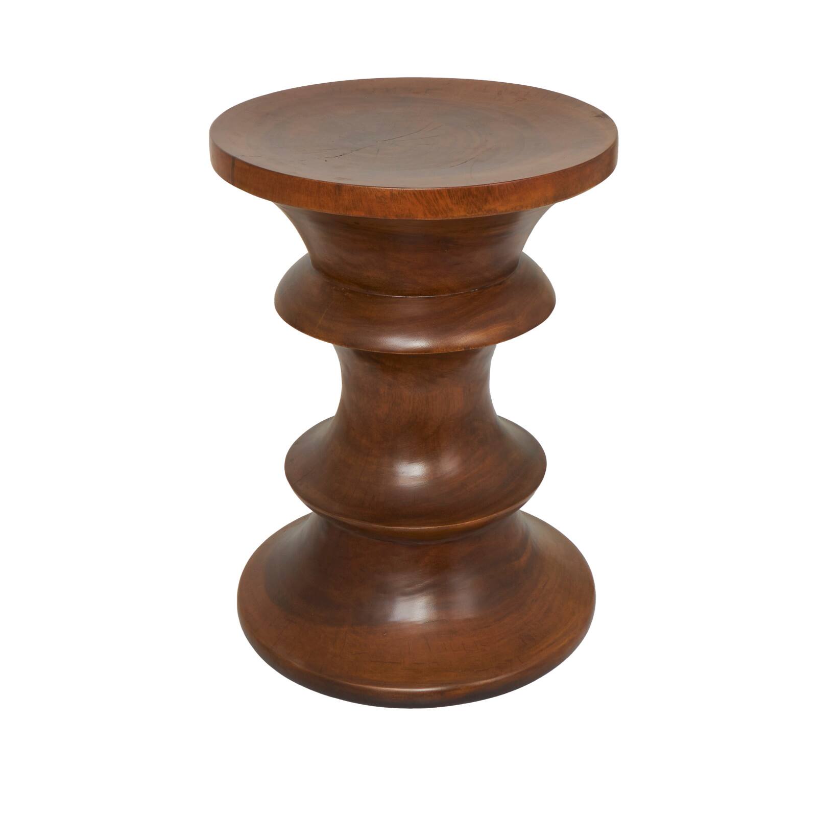 22" Brown Wood Geometric Accent Table
