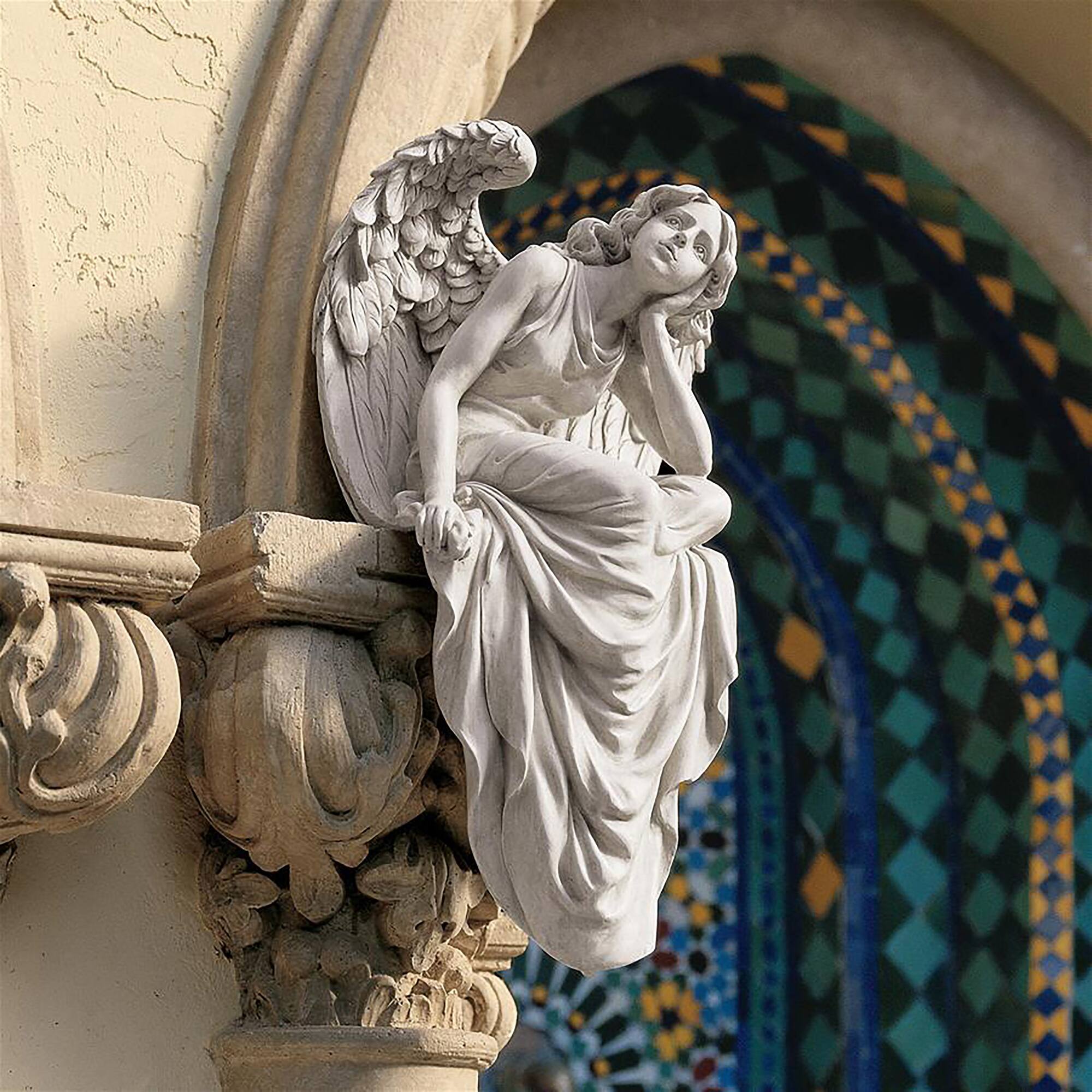 Design Toscano 18.5&#x22; Resting Grace Sitting Angel Sculpture