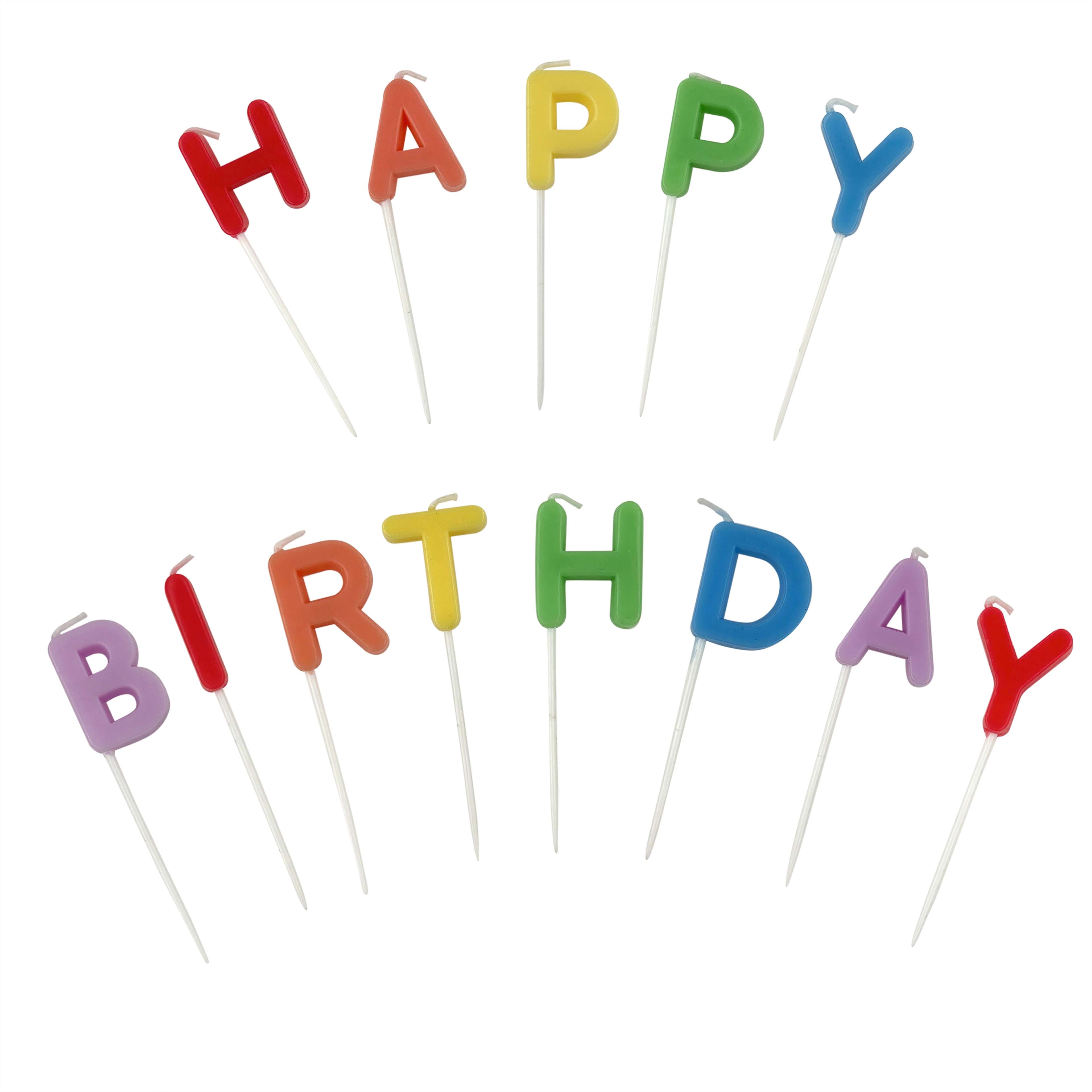 Ensemble de bougies d'anniversaire multicolores « Happy Birthday » de Celebrate It