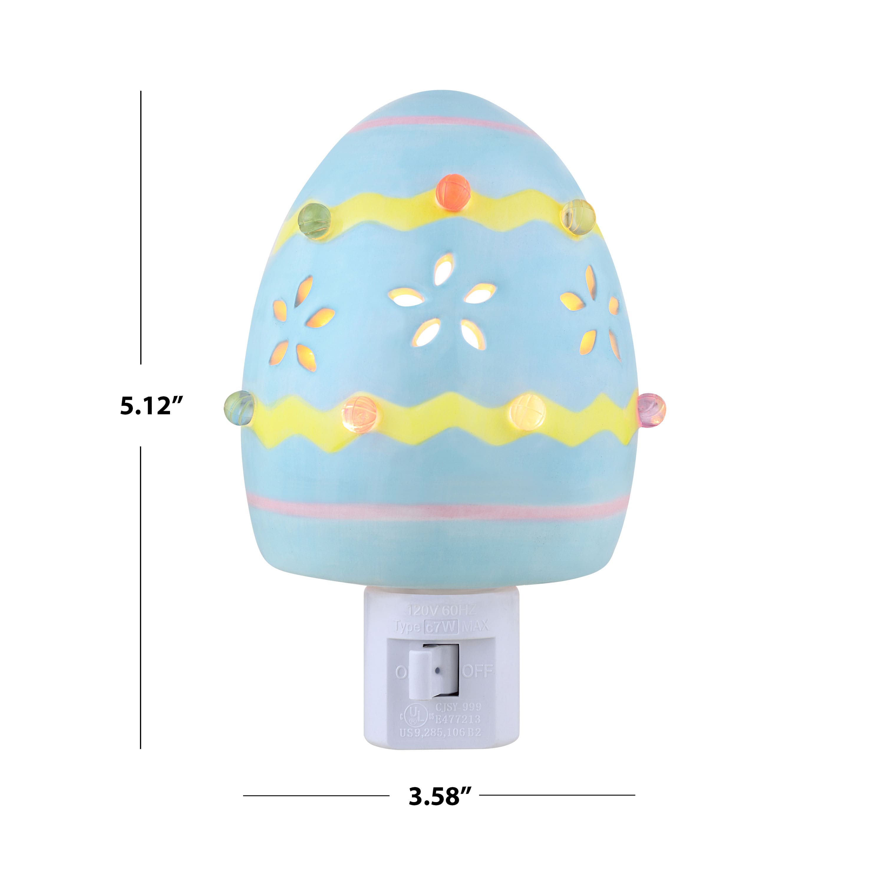 Mr. Cottontail Blue Ceramic Easter Egg Nightlight