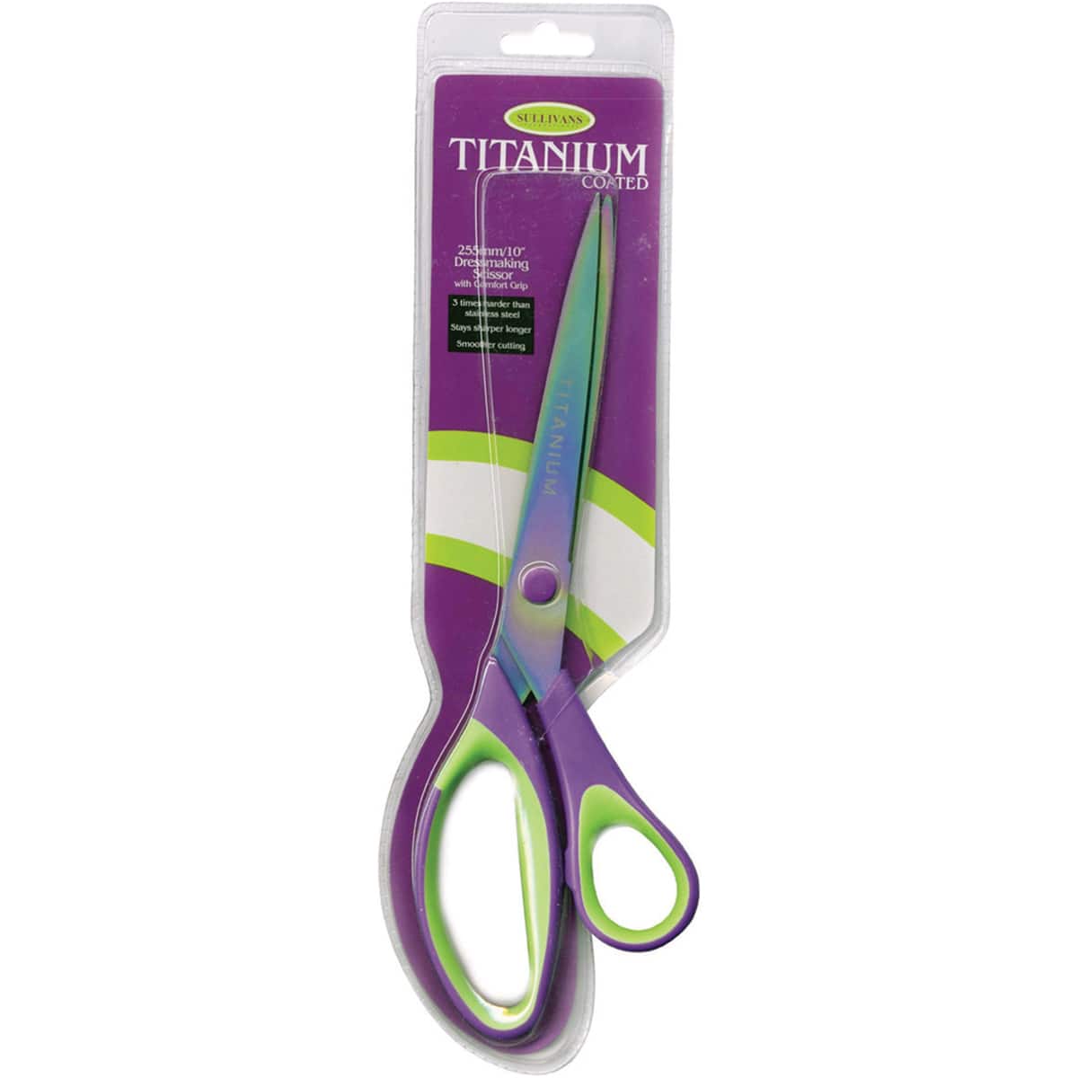 Sullivans 10" Purple & Green Heirloom Titanium Dressmaker Scissors