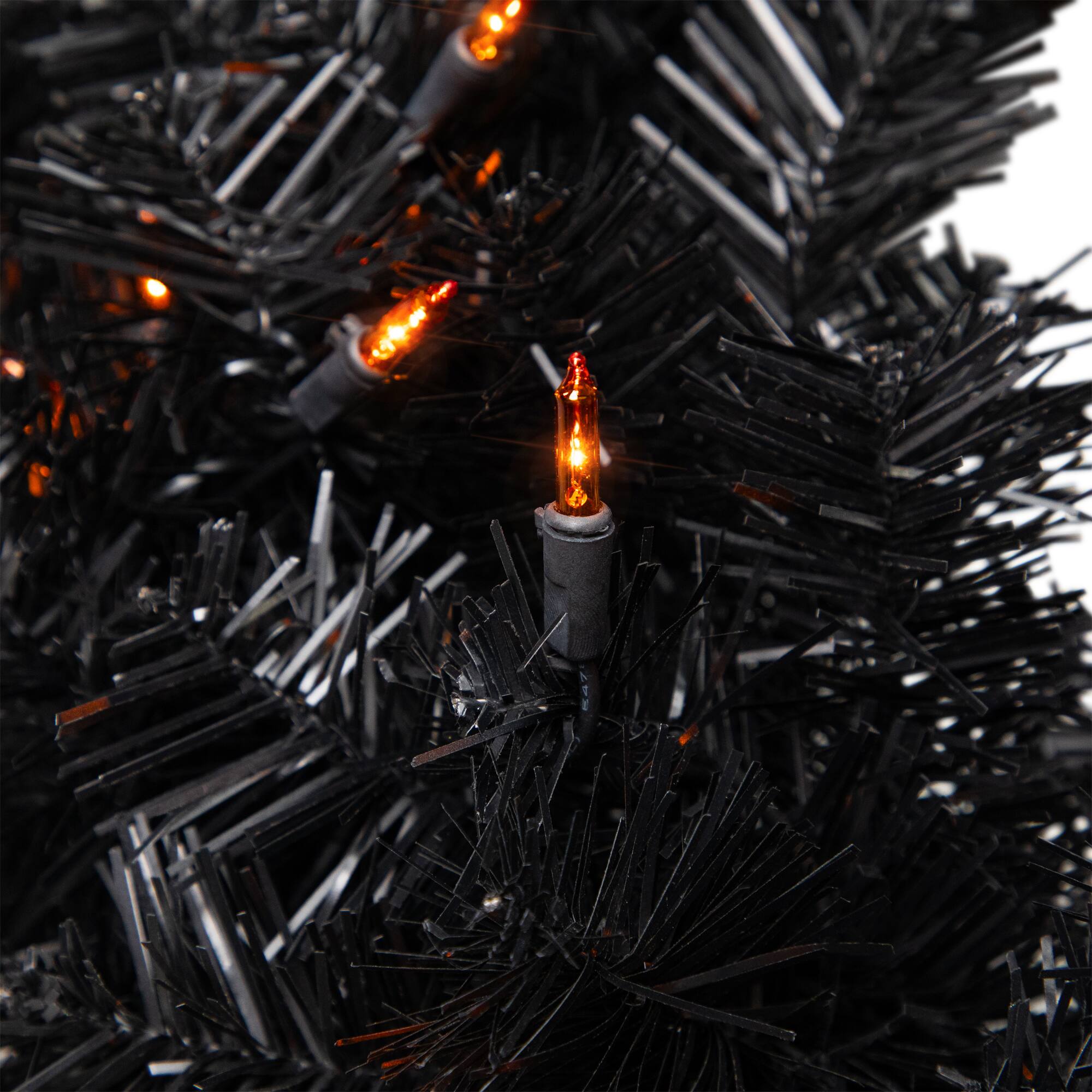 24'' Pre-Lit Black Noble Spruce Artificial Halloween Wreath