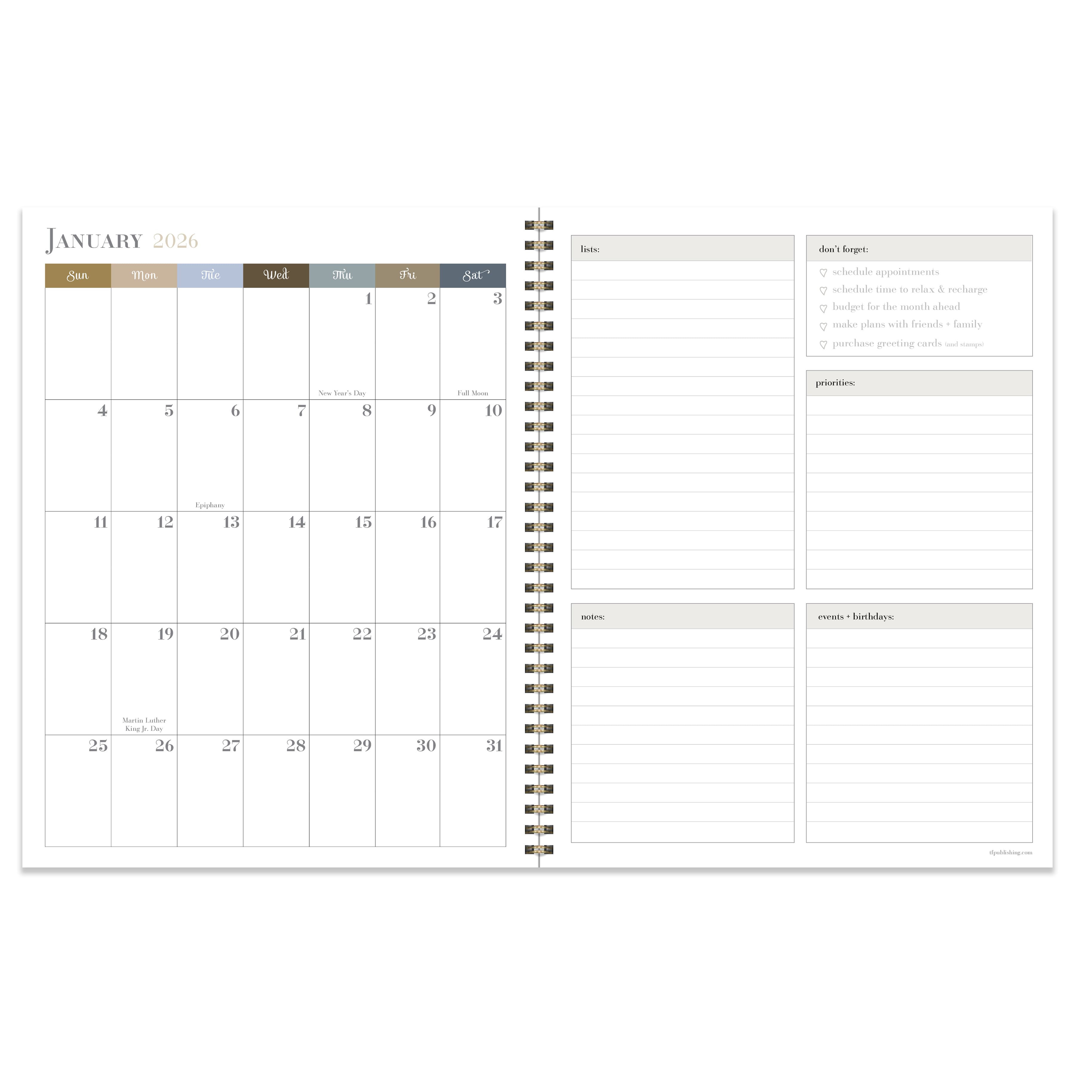TF Publishing 2025-2026 Francophile Flower Large Weekly/Monthly Planner