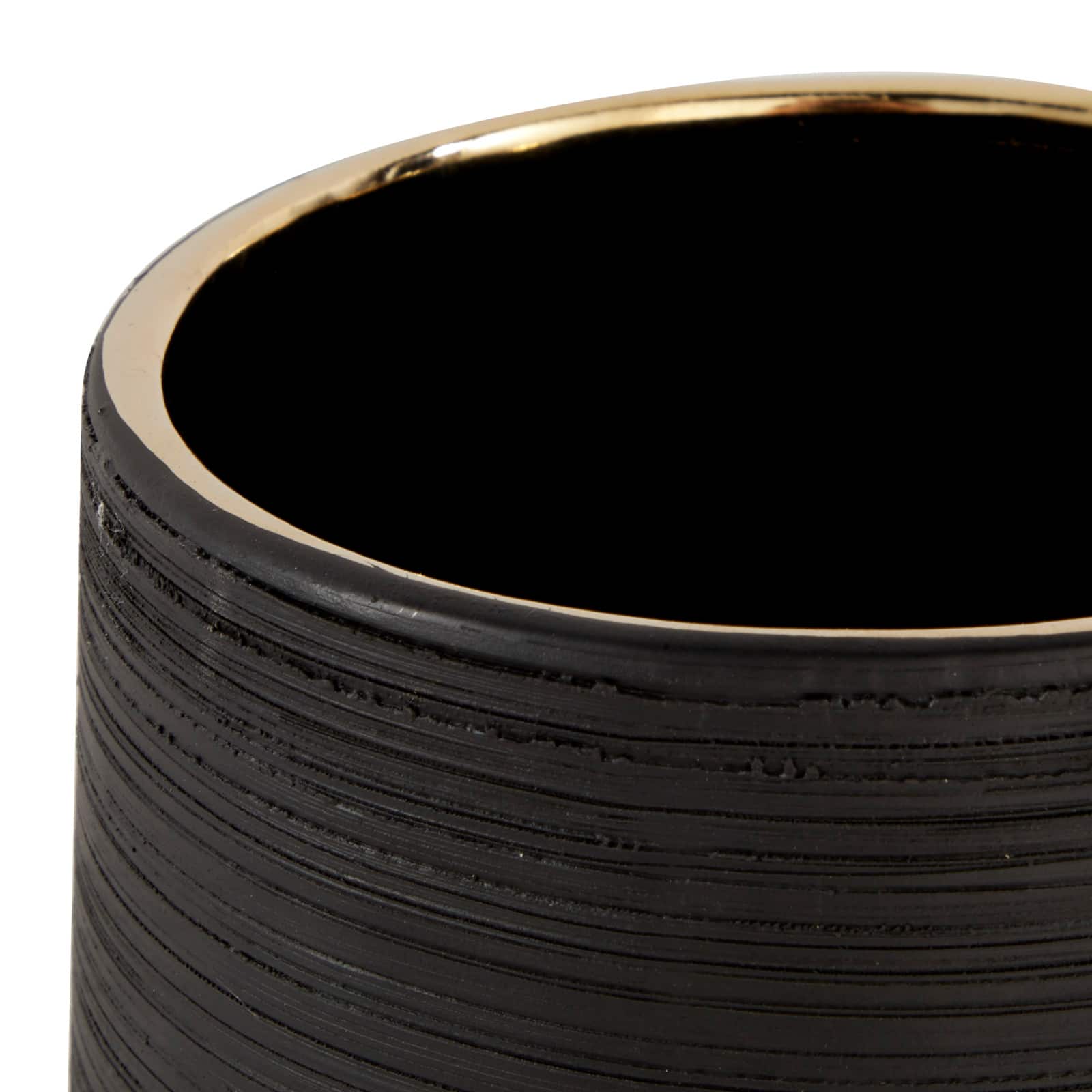 CosmoLiving by Cosmopolitan Set of 2 Black Porcelain Glam Vase, 5" x 8"