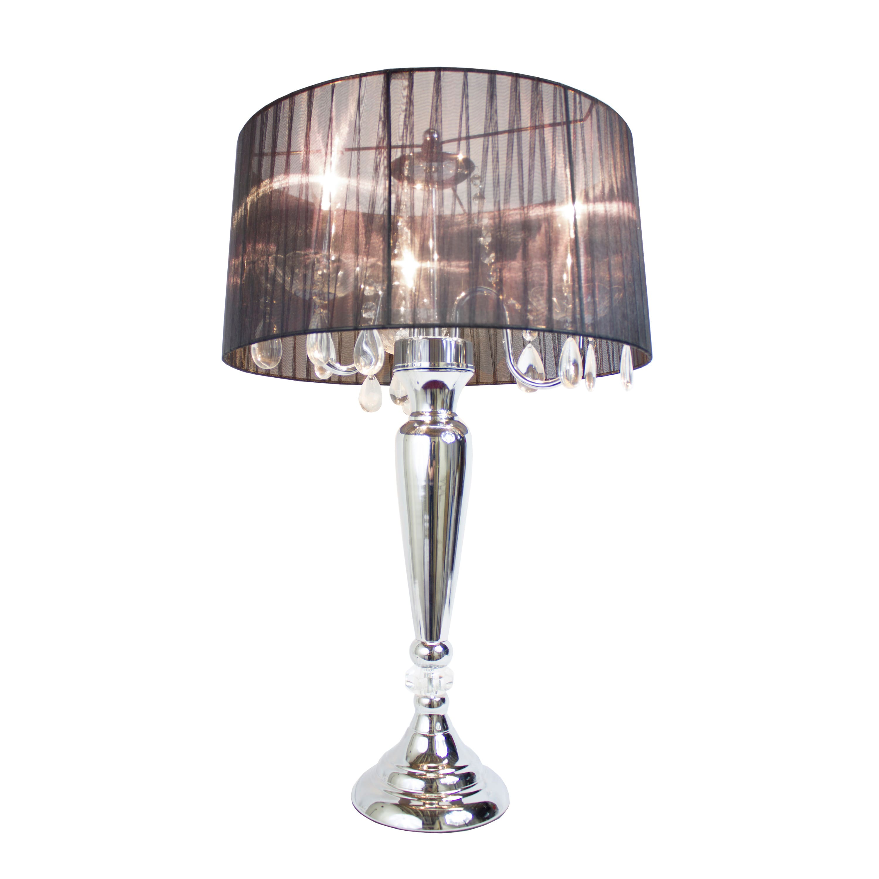 Elegant Designs&#x2122; Sheer Shade Lamp with Hanging Crystals