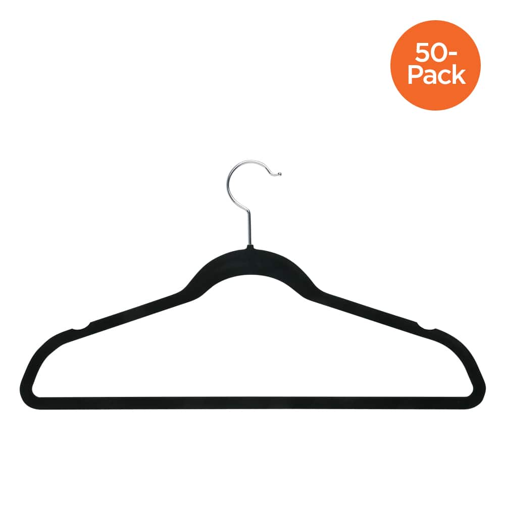 Honey Can Do Black Slim-Profile Non-Slip Velvet Hangers, 50ct.