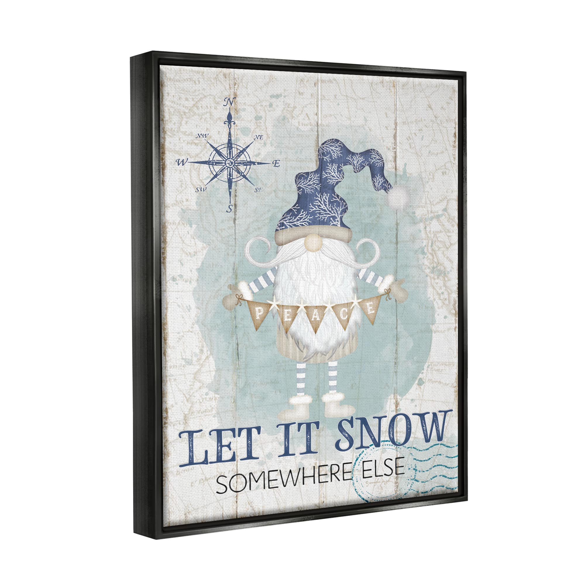 Stupell Industries Let It Snow Somewhere Else Gnome Framed Floater Canvas Wall Art