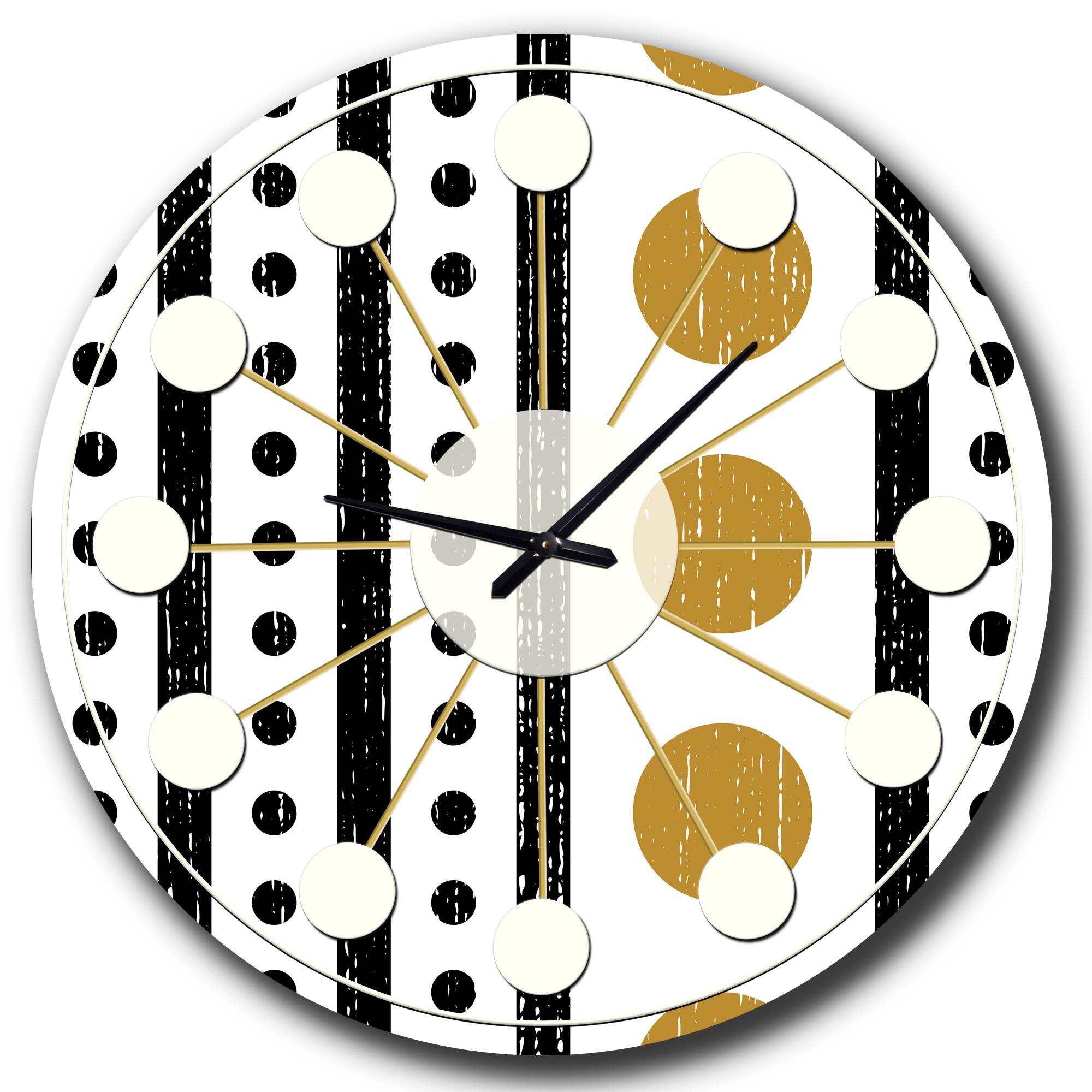 Designart &#x27;Retro Geometrical Abstract Minimal Pattern Vi Mid-Century Modern Wall Clock