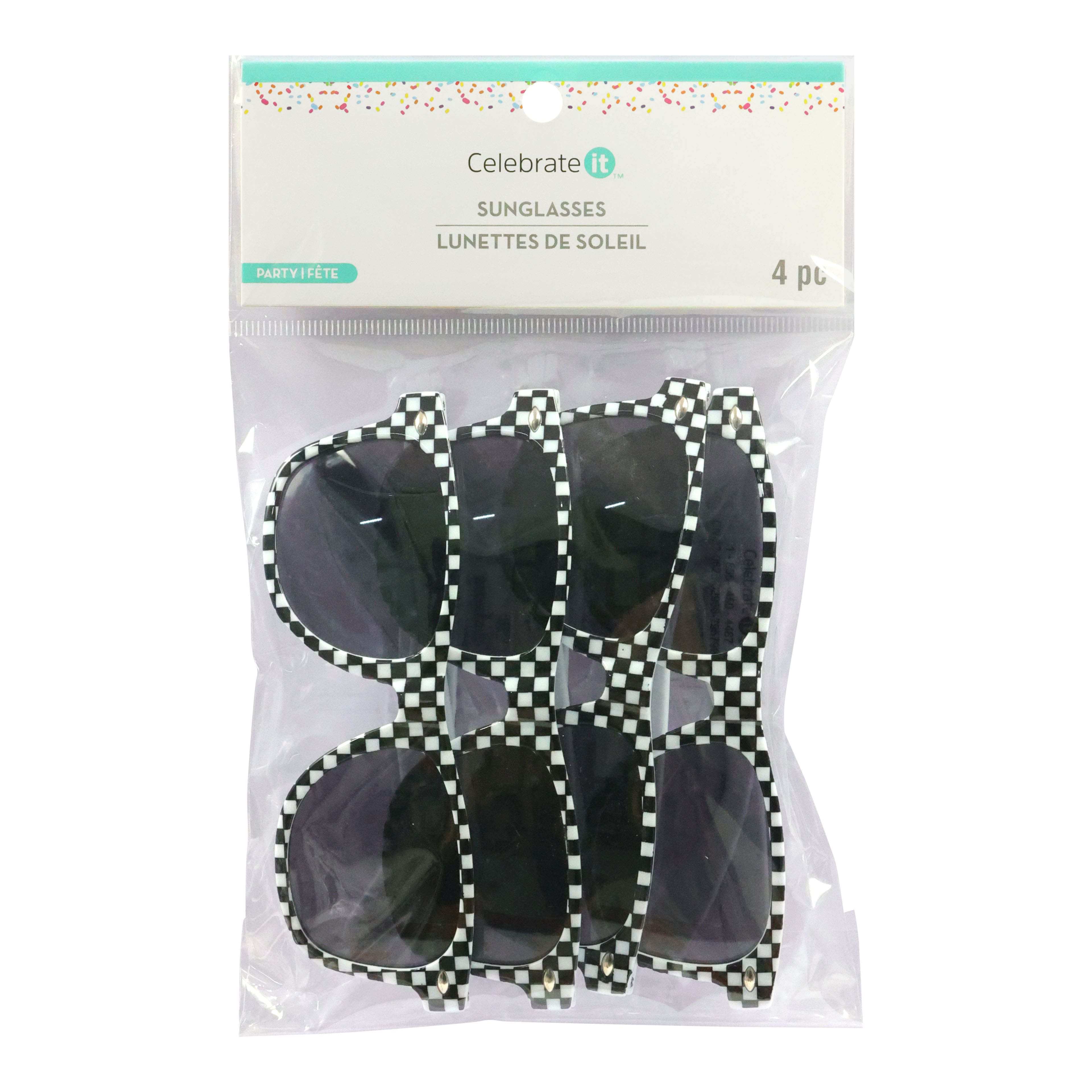Black &#x26; White Checker Sunglasses, 4ct. by Celebrate It&#x2122;