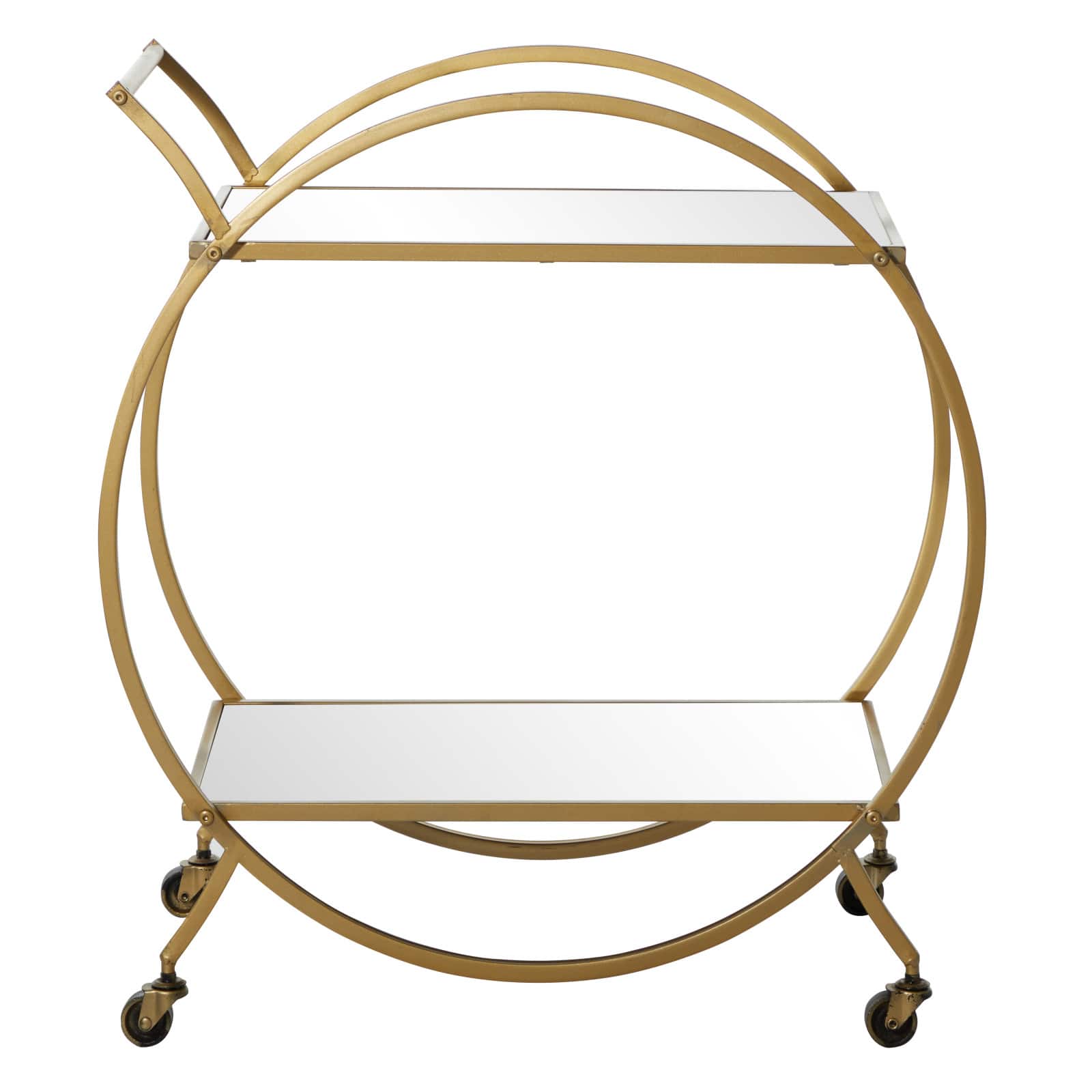 Gold Iron & Mirror Contemporary Bar Cart