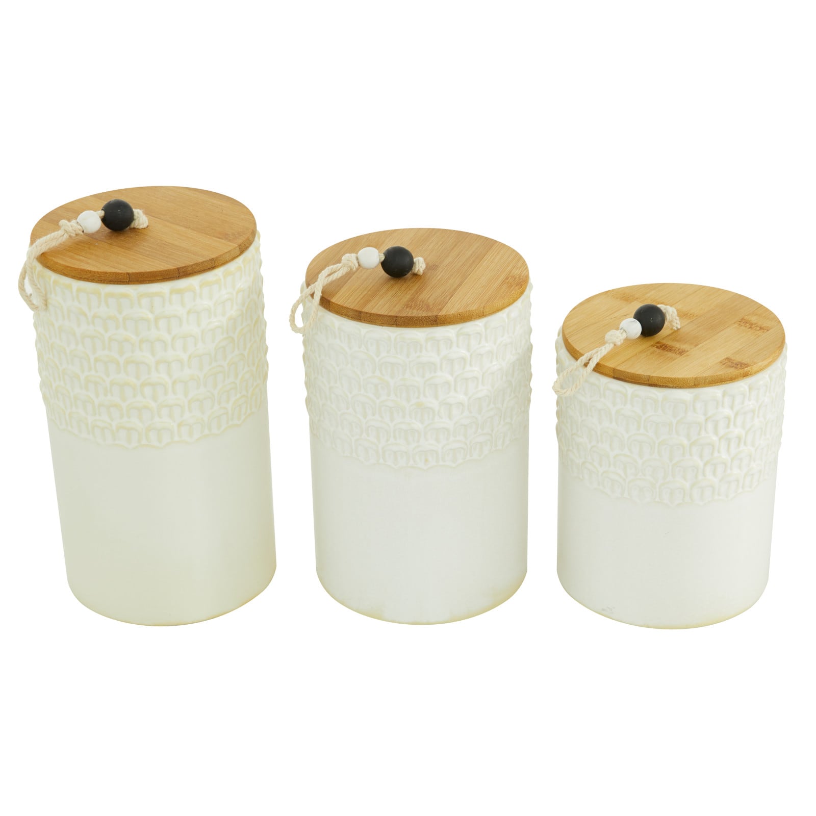 White Ceramic Country Cottage Decorative Jar Set