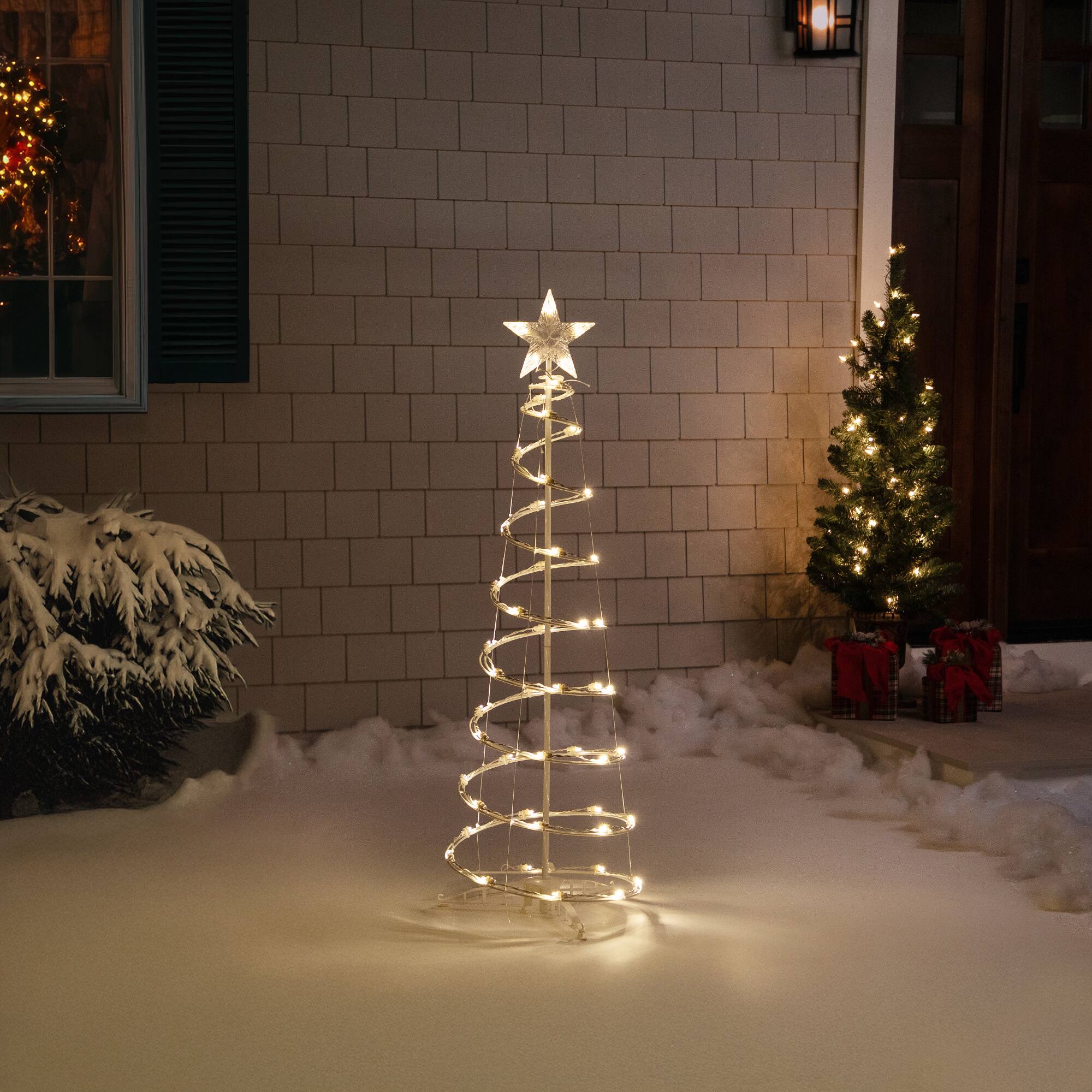 4ft. Spiral Outdoor Christmas Tree with Warm White LED Lights