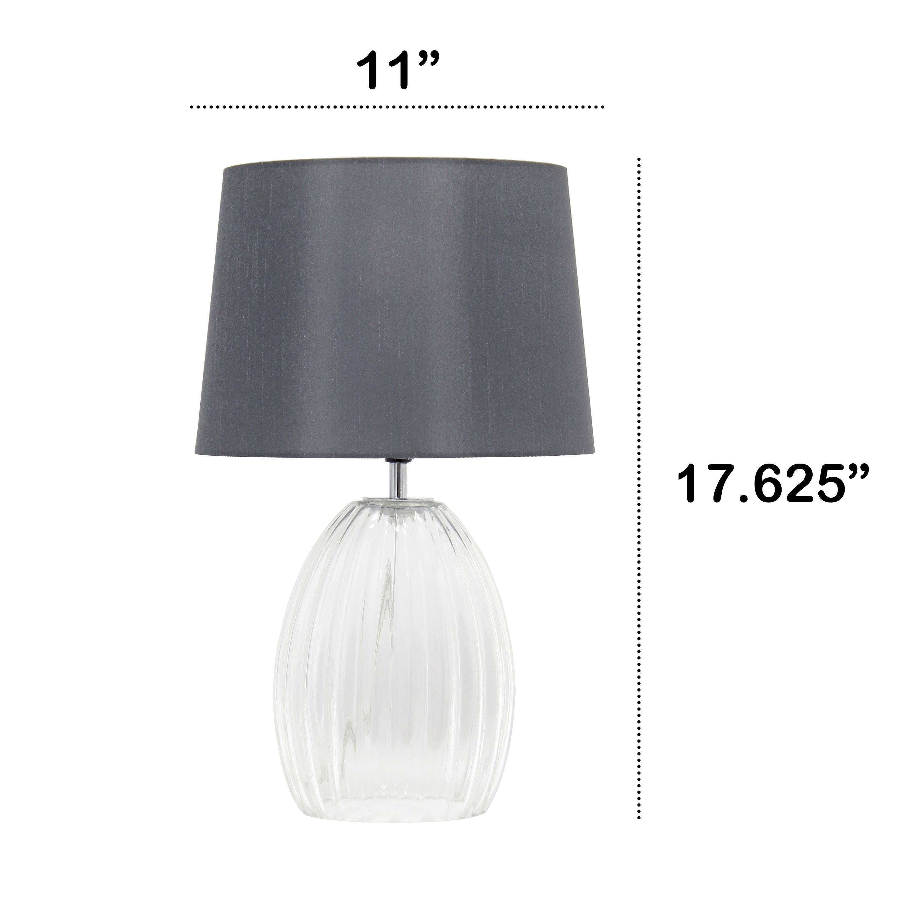 Lalia Home 18&#x22; Clear Fluted Glass Bedside Table Lamp with Gray Shade