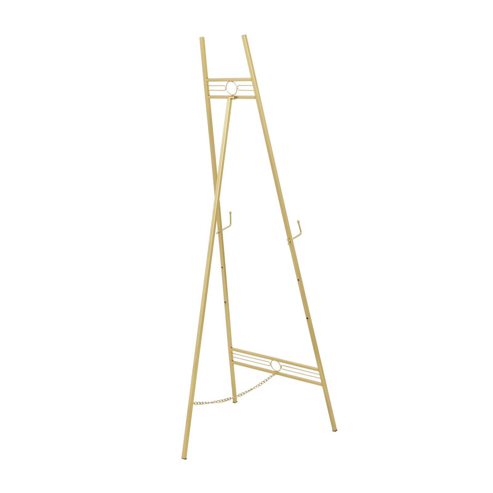 55.5&#x22; Gold Metal Geometric 3-Tier Display Easel