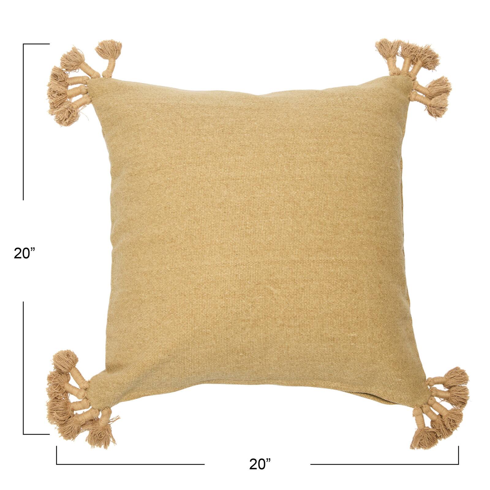 Hello Honey® Tan Square Canvas Pillow Cover with Tassels