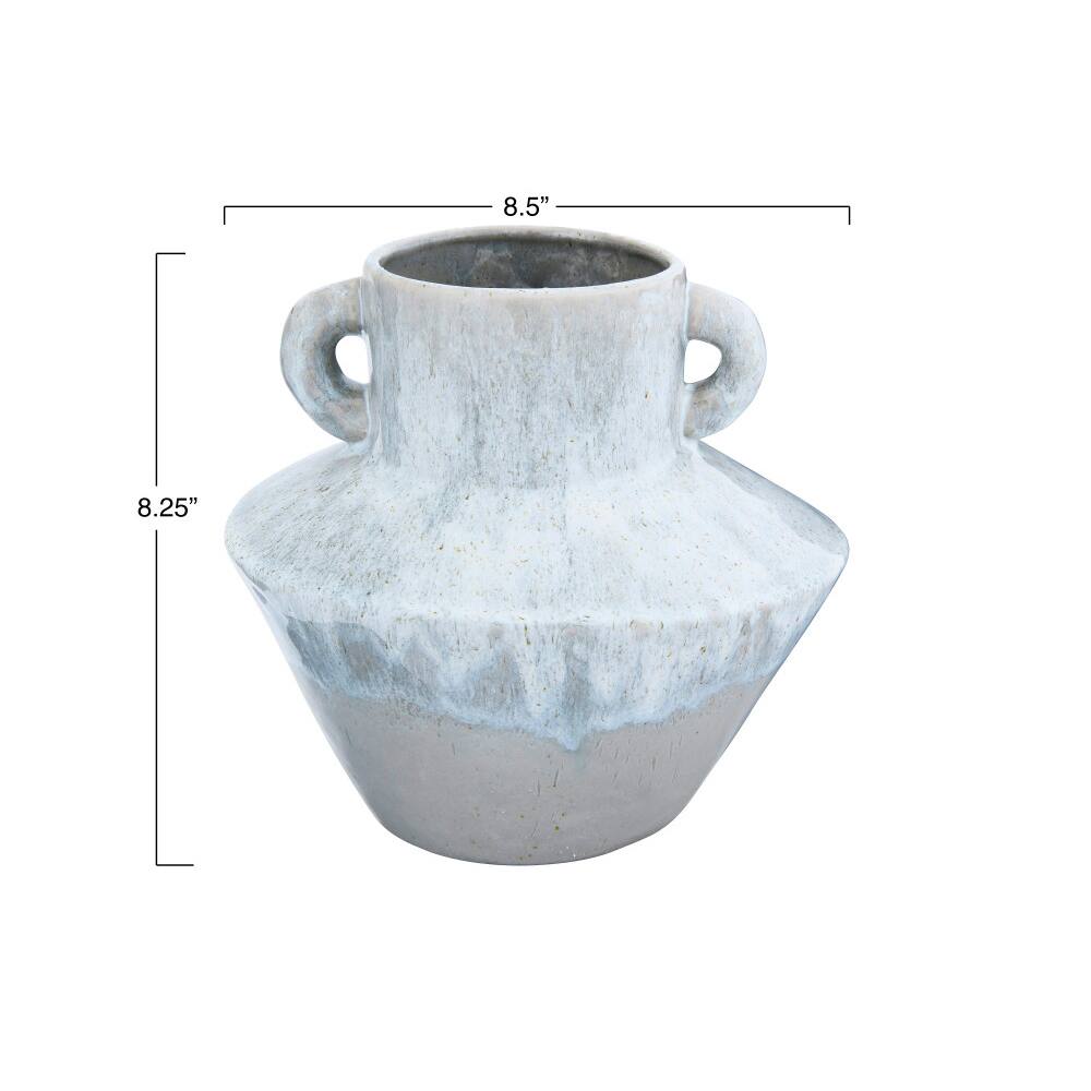 Hello Honey&#xAE; 8.25&#x22; Stoneware Vase With Reactive Glaze Finish &#x26; Vertical Handles