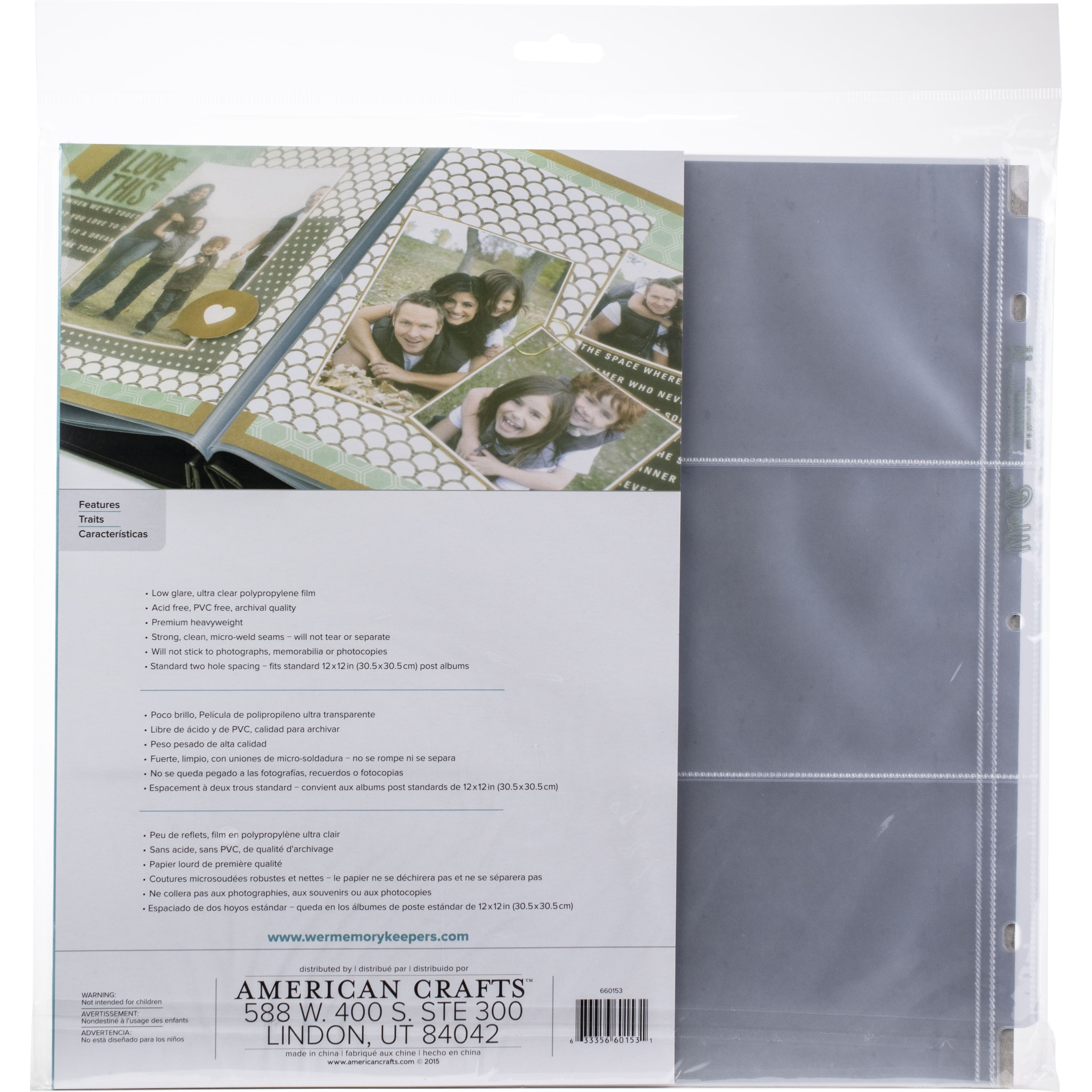 We R Page 12x12 Page Protector 501022 4X6 Pockets Photo Sleeves