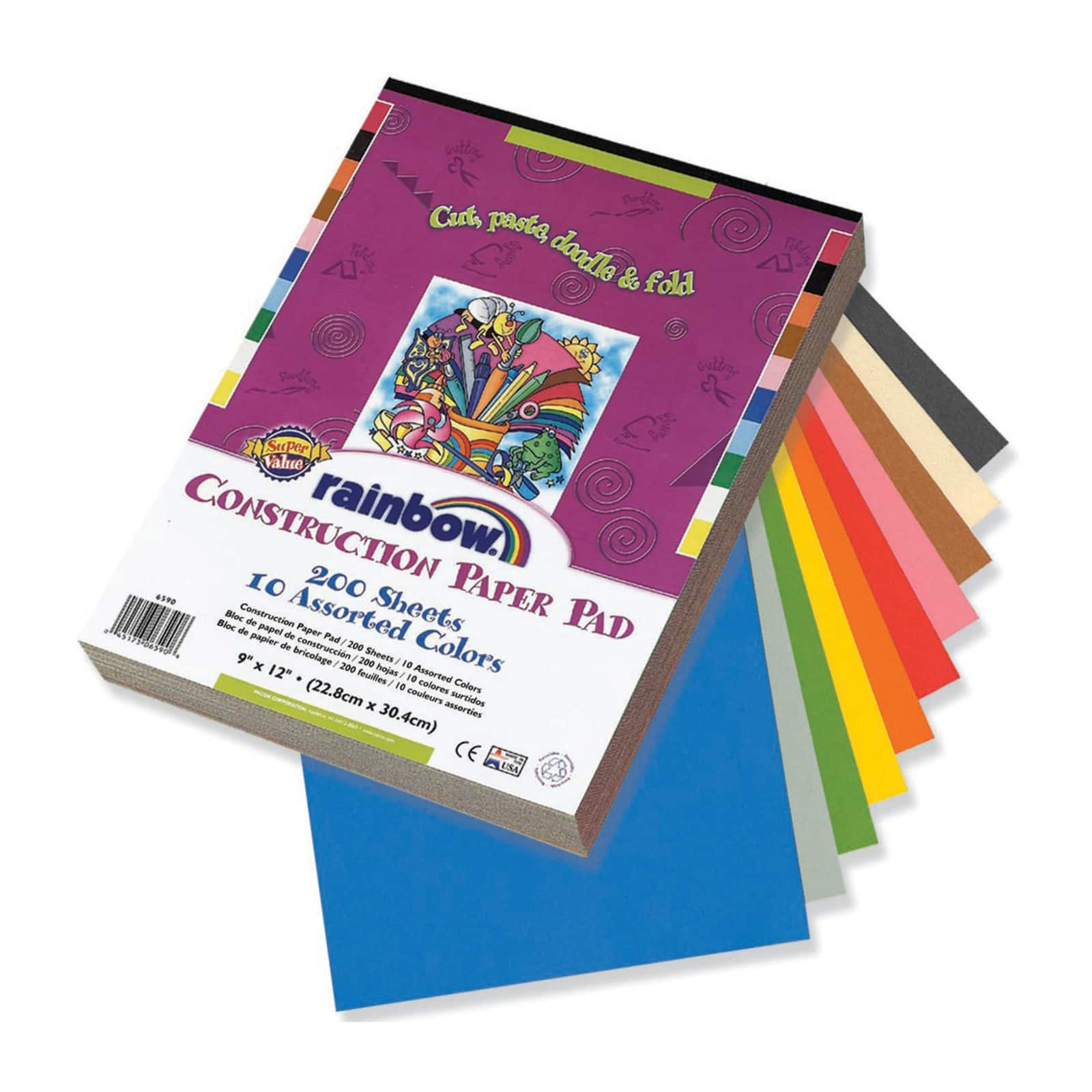 Pacon&#xAE; Rainbow&#xAE; 9&#x22; x 12&#x22; Assorted Construction Paper Pad