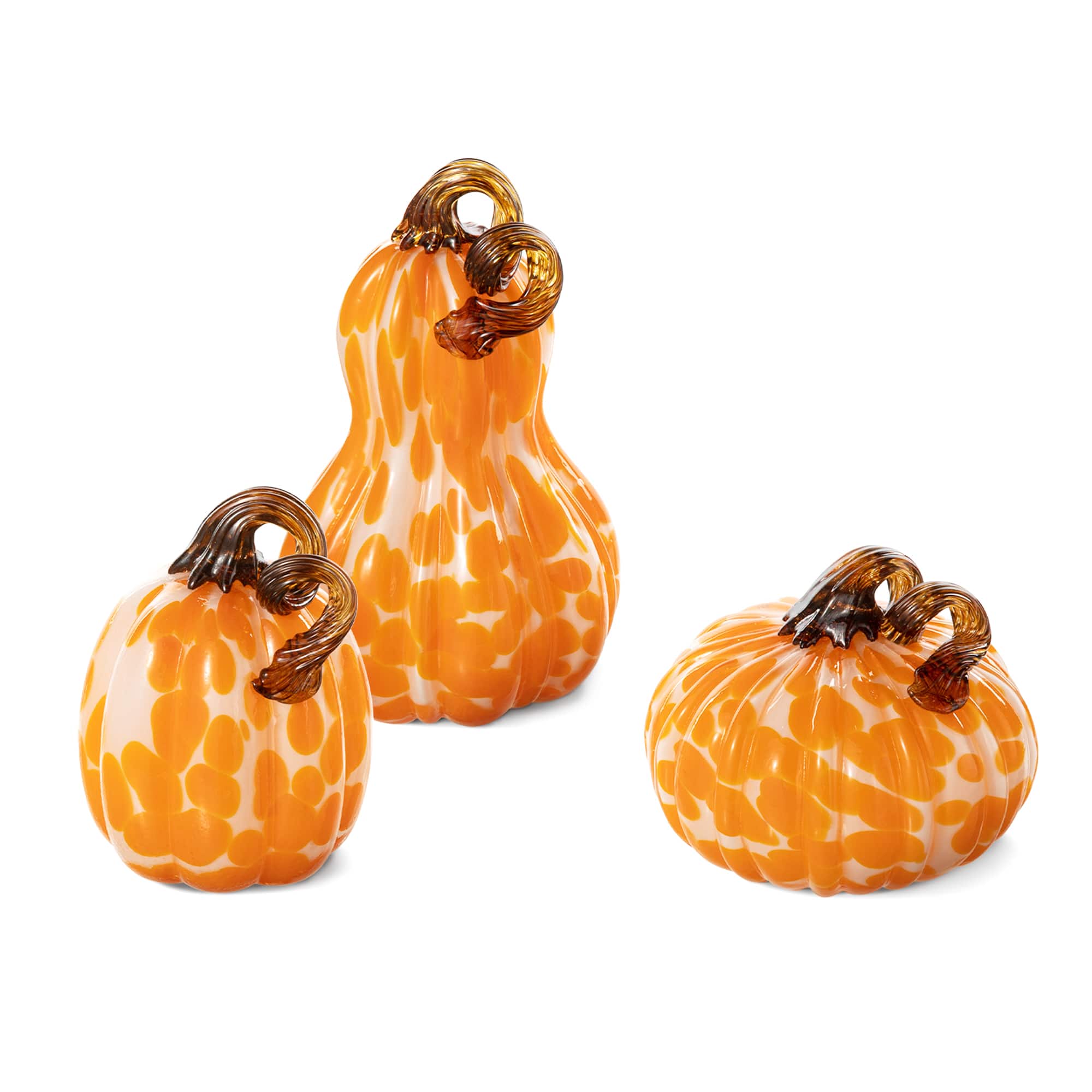 Glitzhome® Orange Glass Pumpkin & Gourd Set