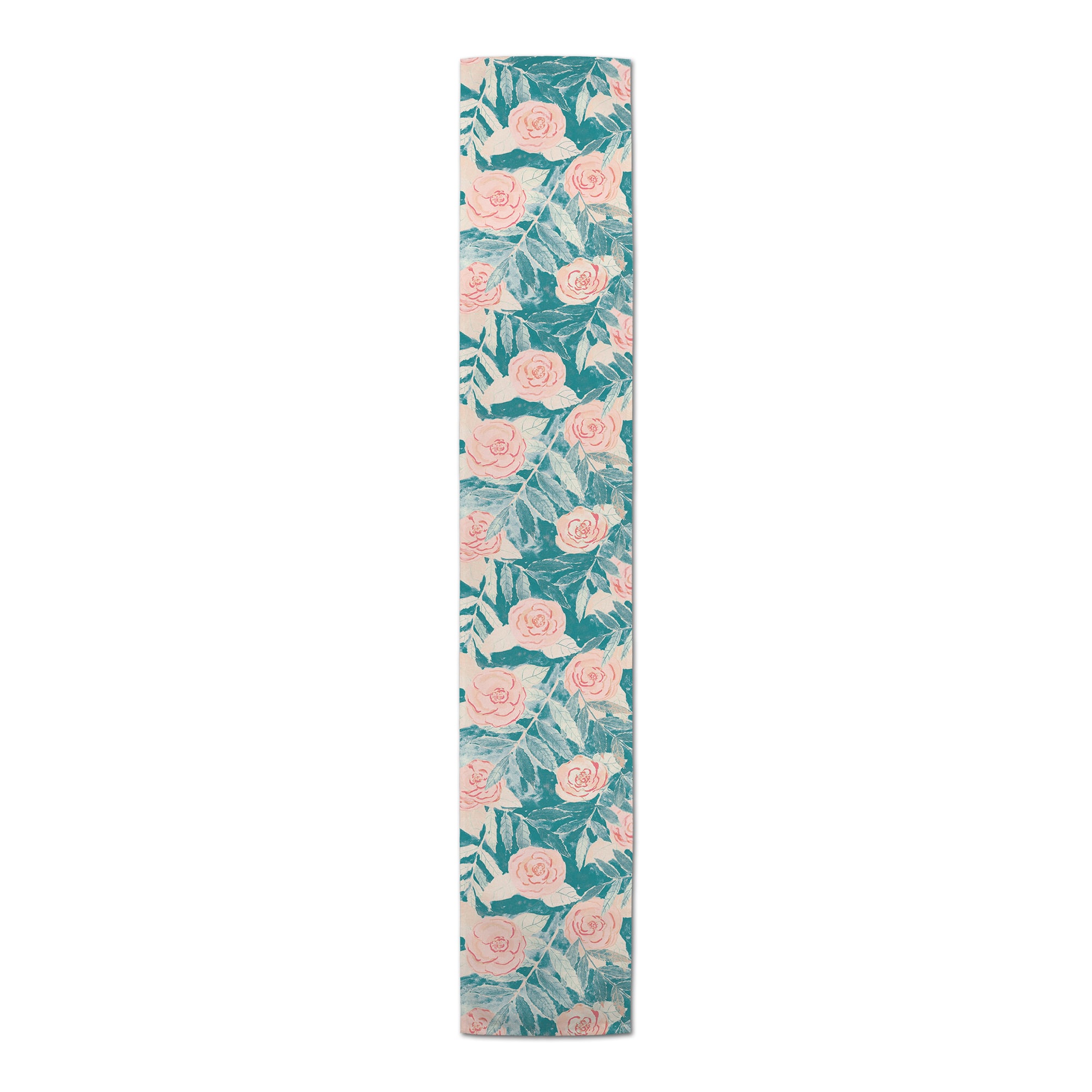 Teal And Pink Flowers Indoor/Outdoor Table Runner