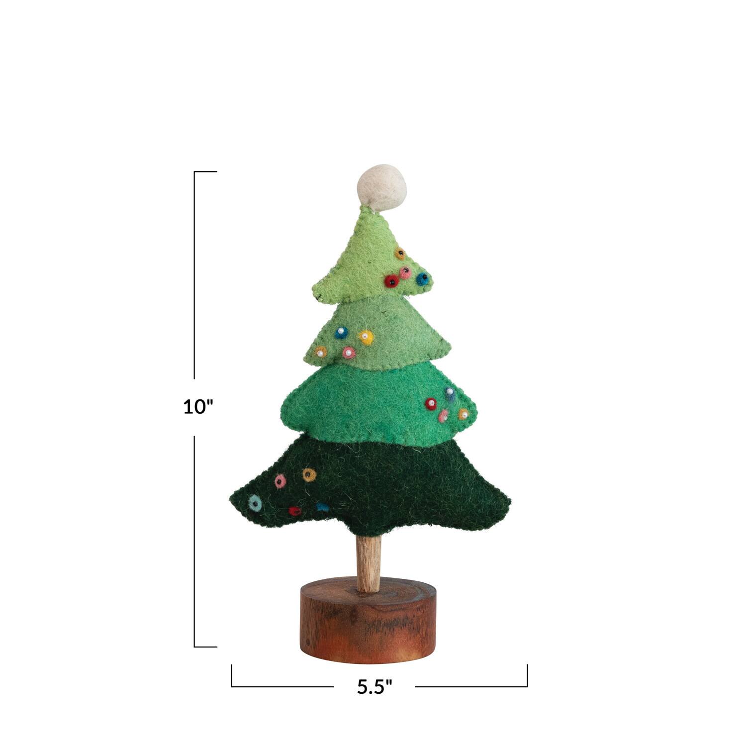Hello Honey&#xAE; 10&#x22; Green Wool Felt Tree with Beads