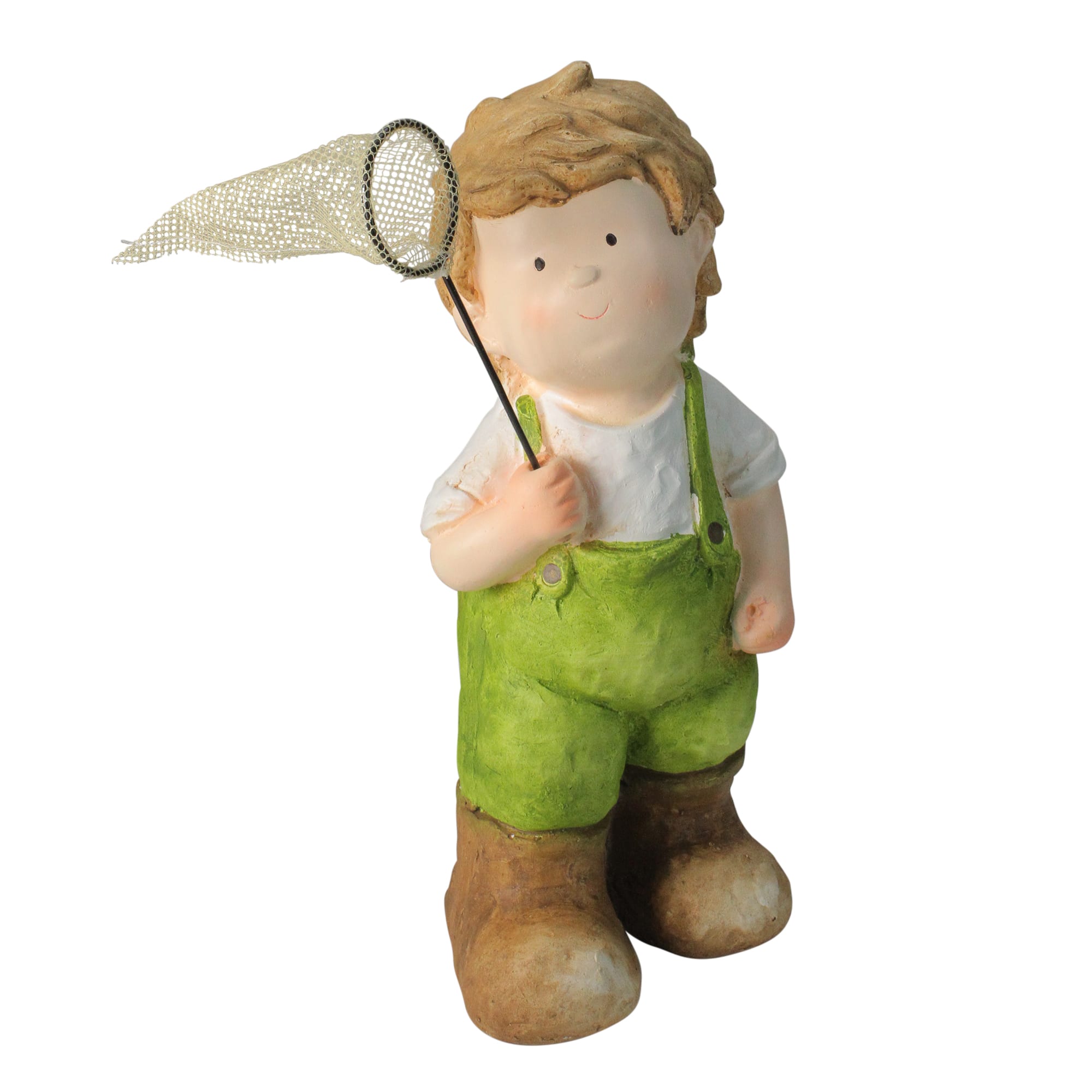 18.25" Young Boy Gnome with Butterfly Net Spring Outdoor Garden Figure