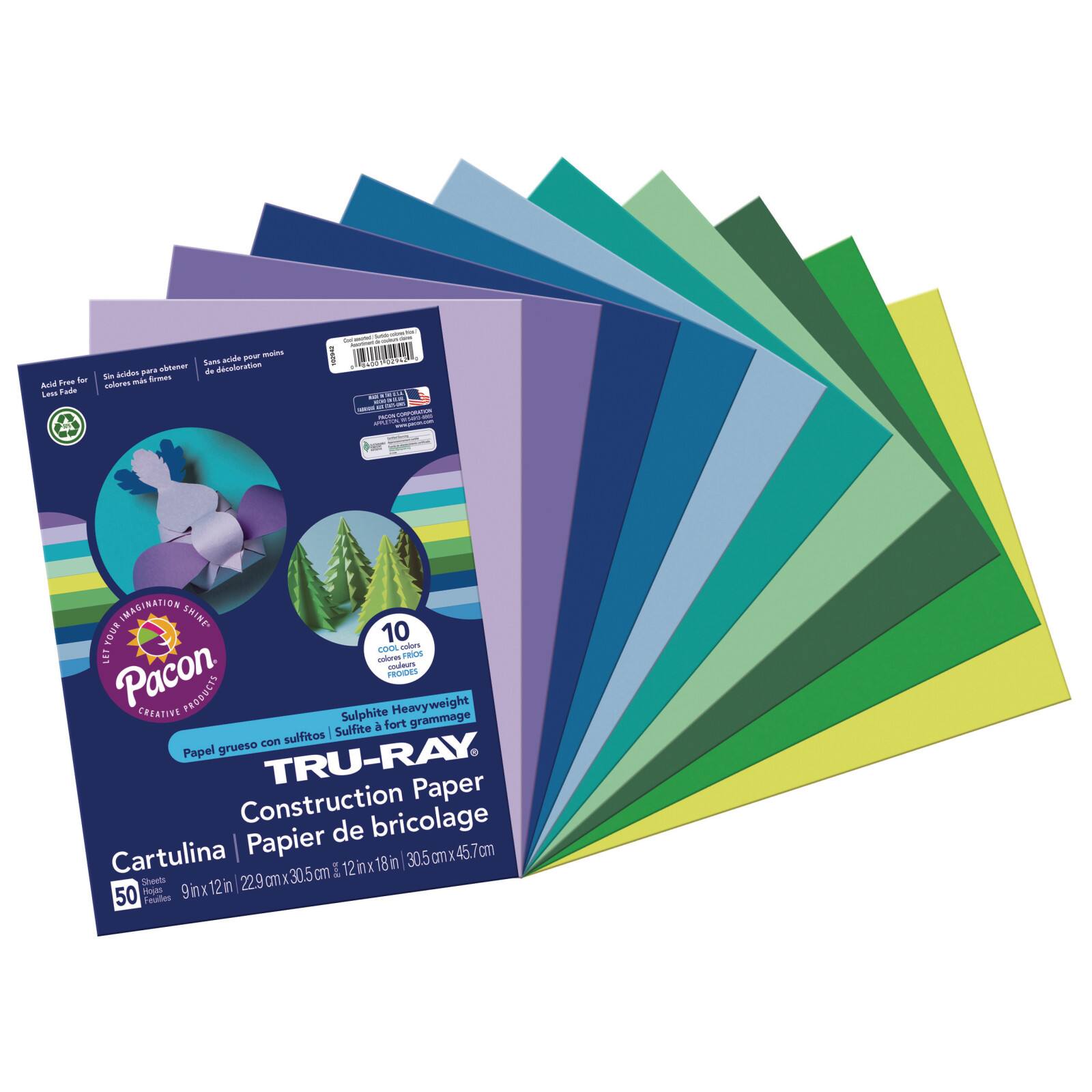 Pacon&#xAE; Tru-Ray Cool Colors Construction Paper, 9&#x22; x 12&#x22;