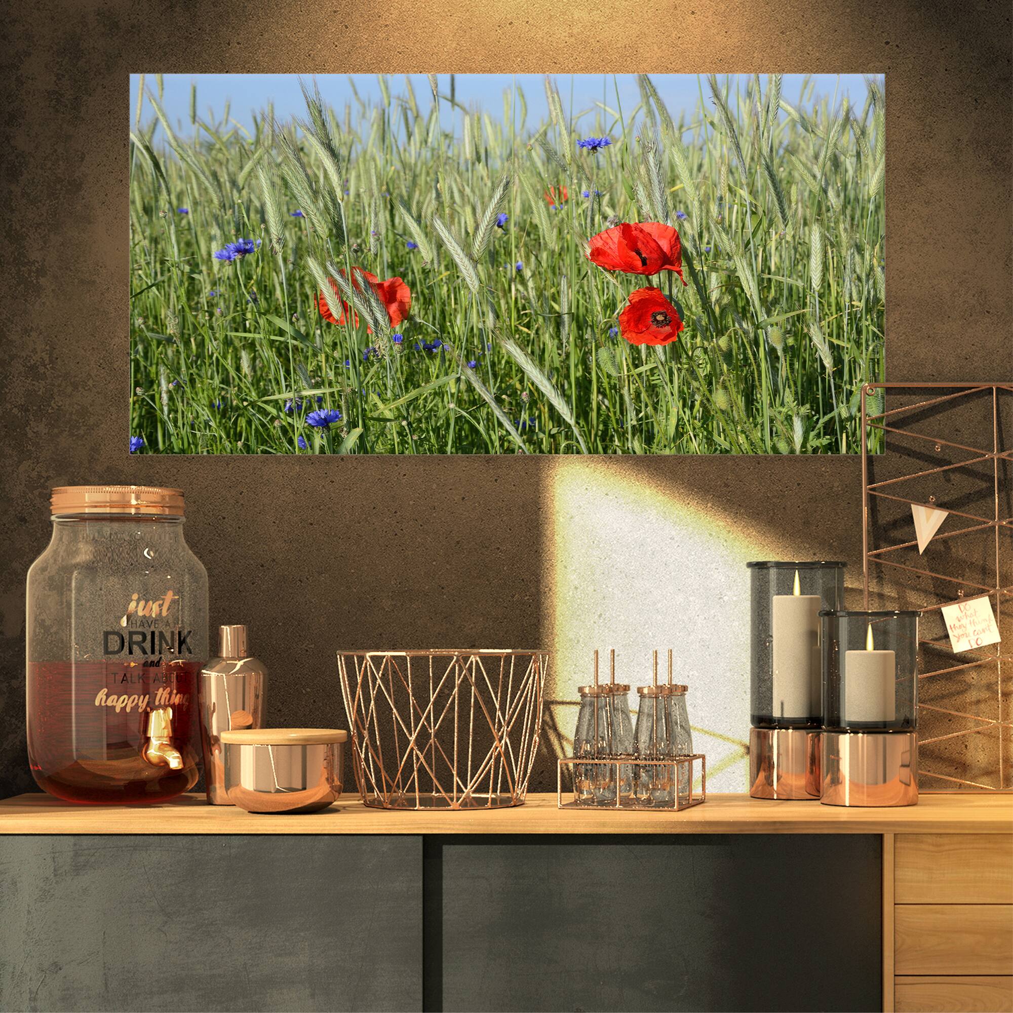 Designart - Rural Landscape with Red Poppies - Large Landscape Canvas Art