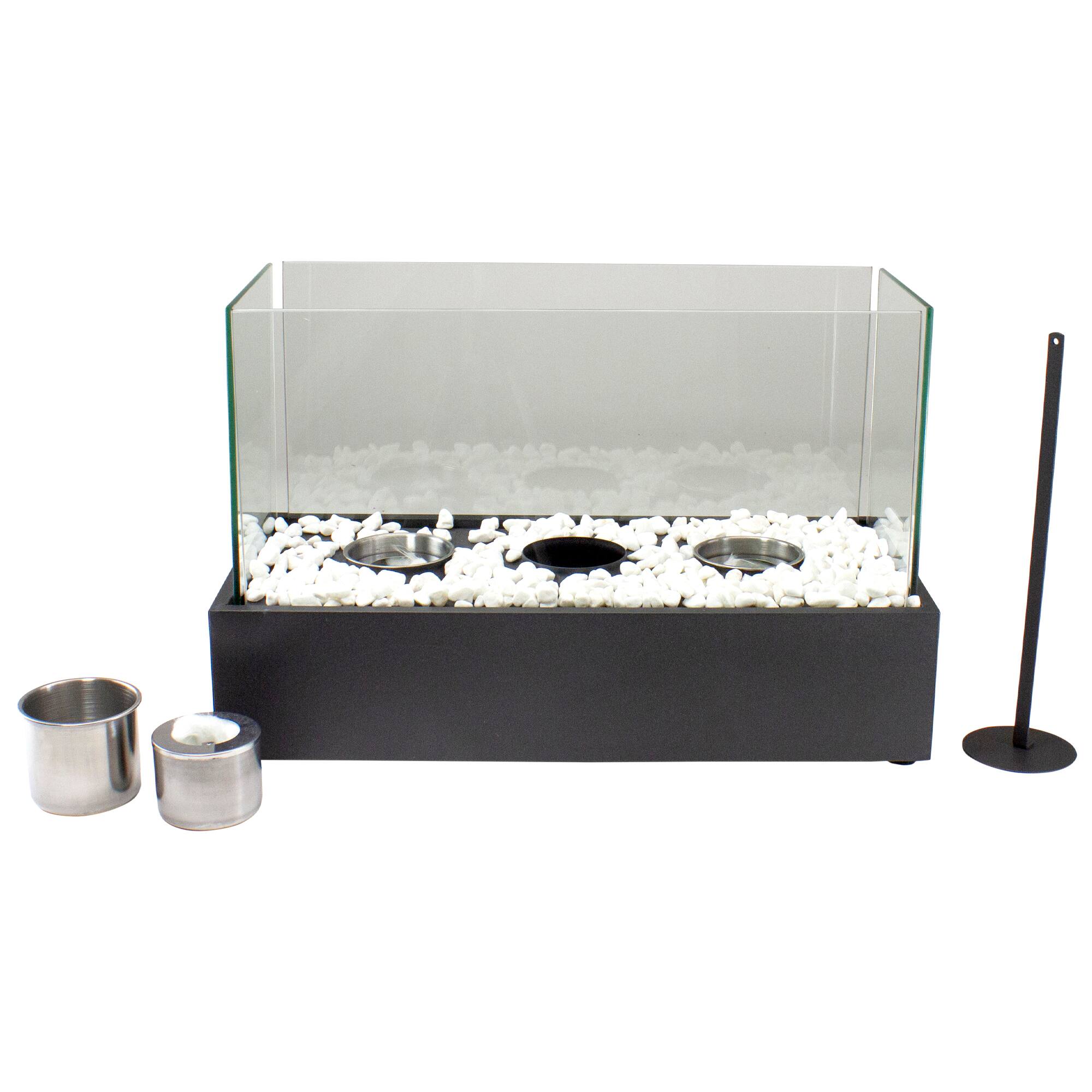 17.75" Bio Ethanol Ventless Portable Tabletop Triple Fireplace with Flame Guard