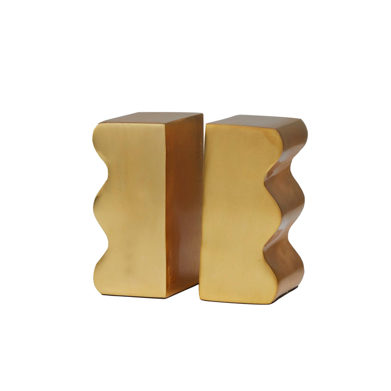The Novogratz 6&#x22; Gold Aluminum Wave Inspired Bookends Set